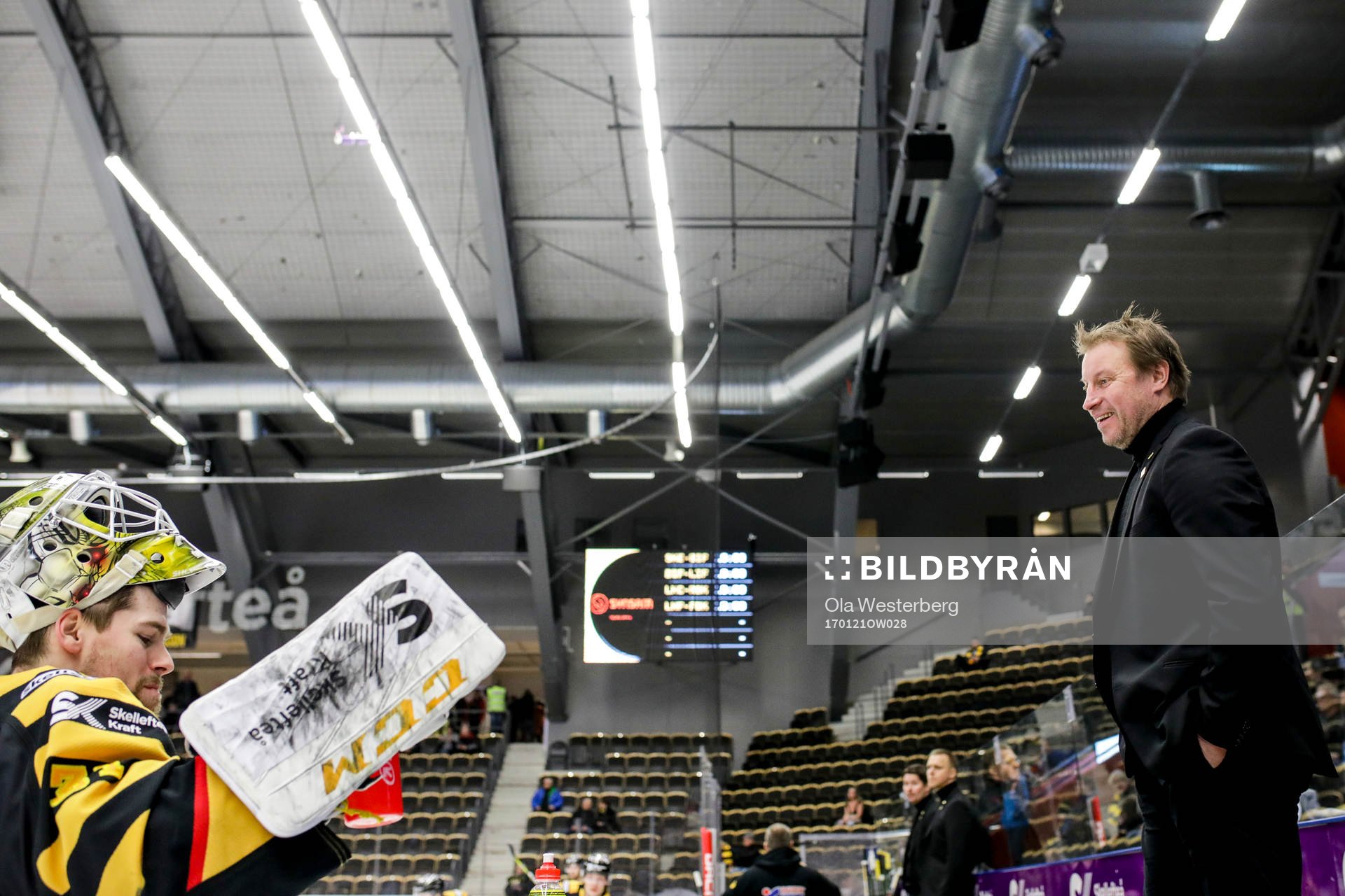 Skellefteås målvakt Joni Ortio och tränare Fredrik Öberg