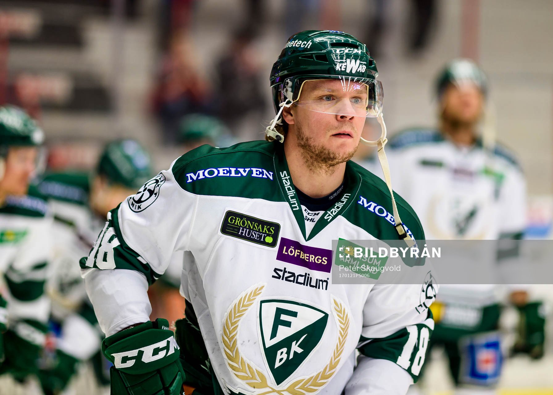 Färjestads Andreas Jämtin på uppvärmningen