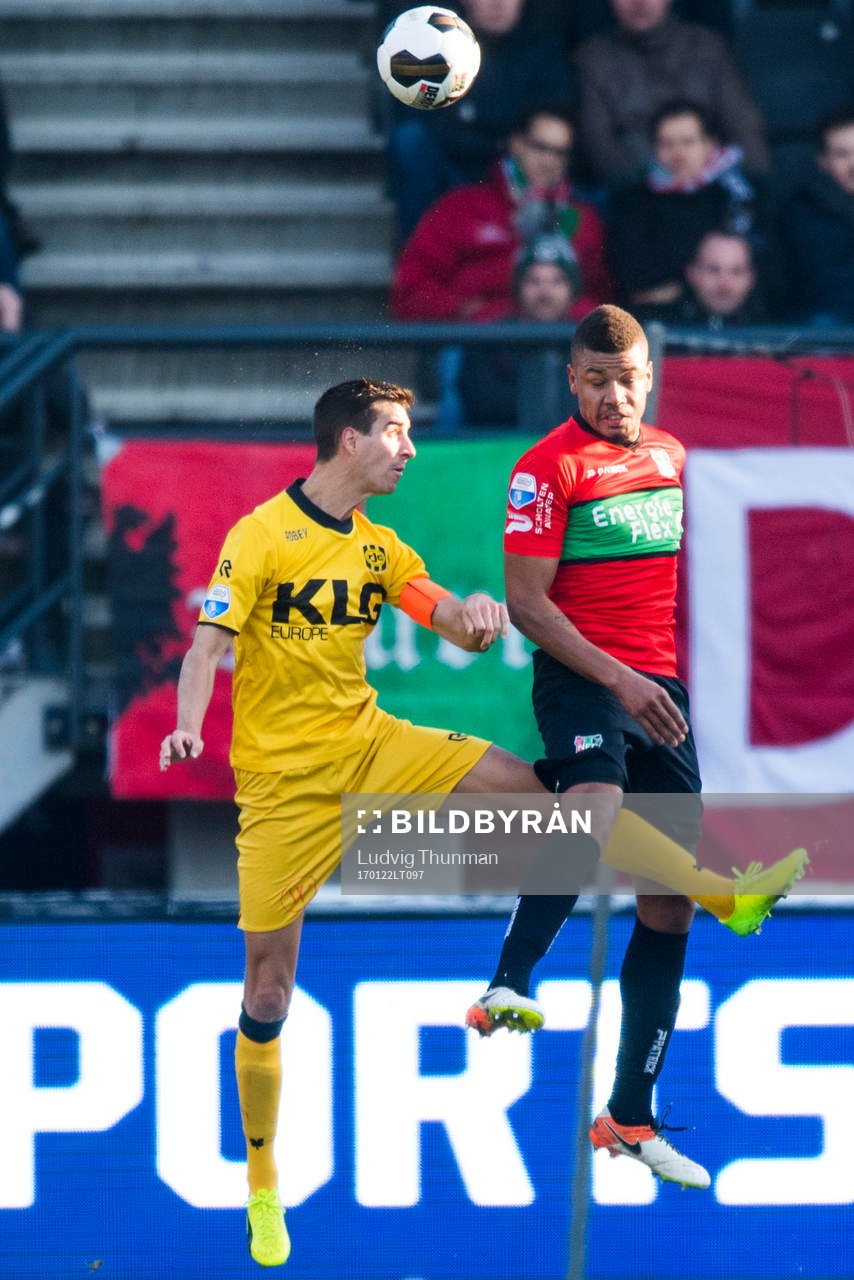 Nijmegens Mikael Dyrestam under fotbollsmatchen i Nederländska ligan den 22 januari 2017 i Nijmegen.