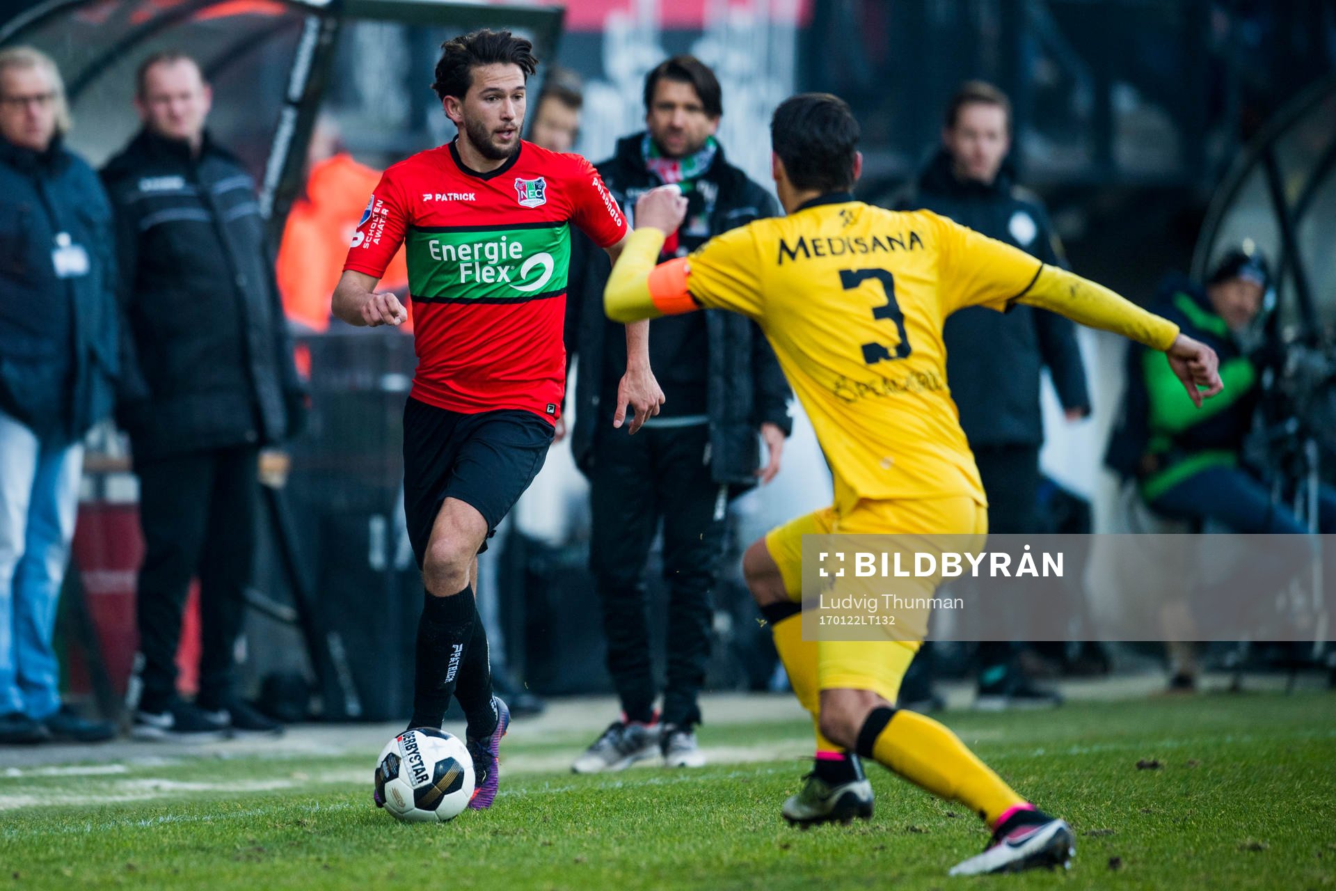 Nijmegens Julian von Haacke under fotbollsmatchen i Nederländska ligan den 22 januari 2017 i Nijmegen.
