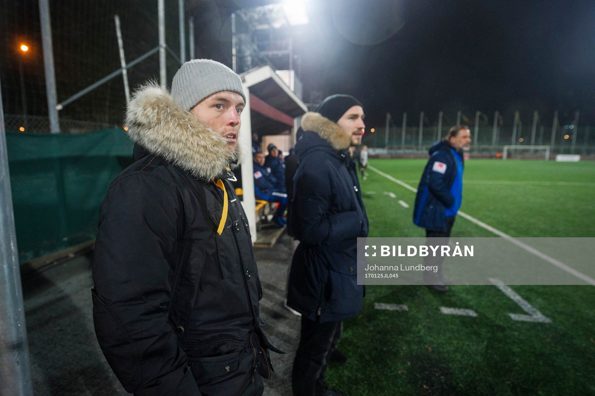 Djurgårdens Kerim Mrabti, Kevin Walker och tränare Özcan