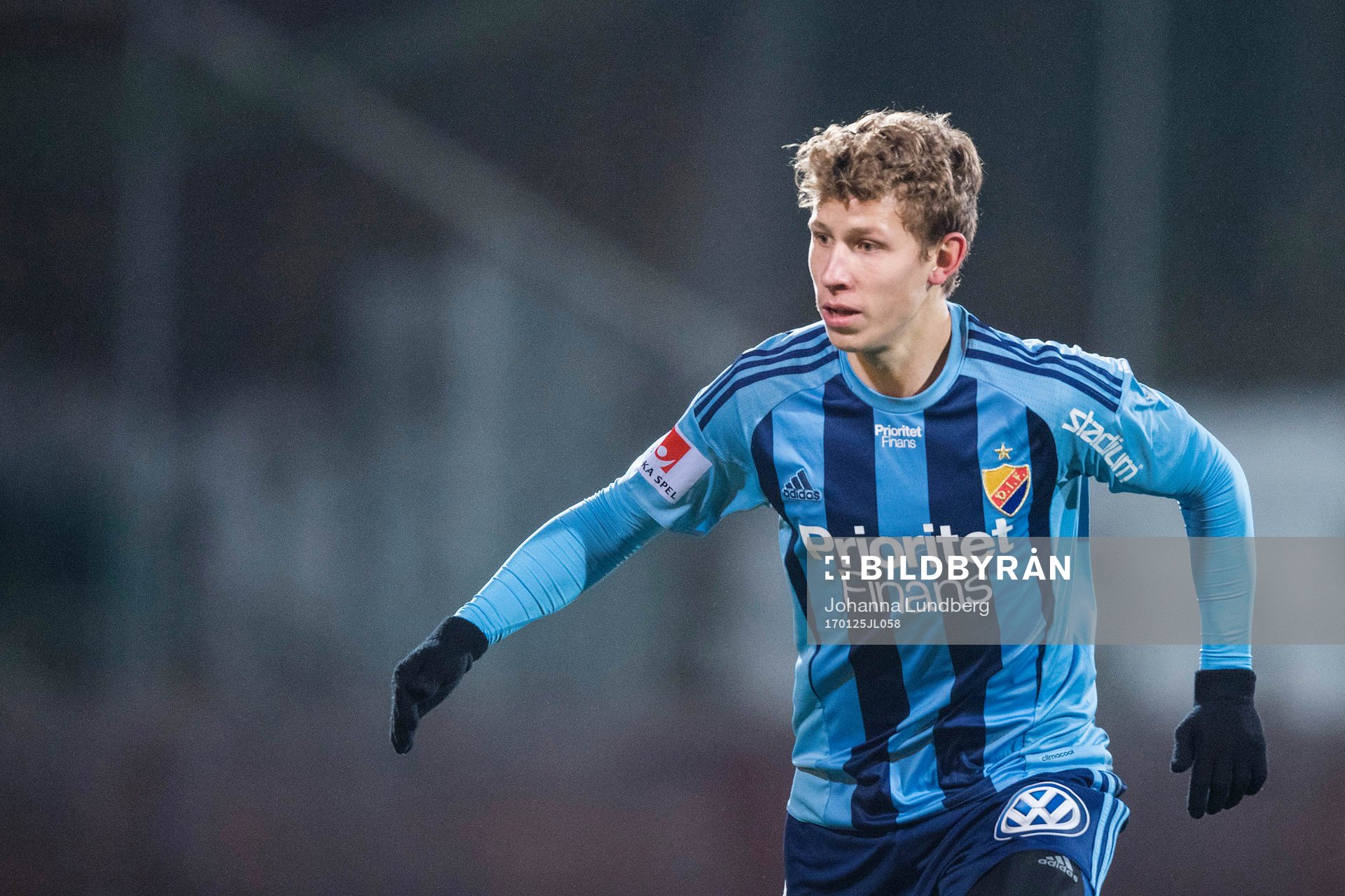 Djurgårdens Marcus Enström  under en träningsmatch i fotboll mellan Vasalund och Djurgården den 25 Januari 2017 i Stockholm. 