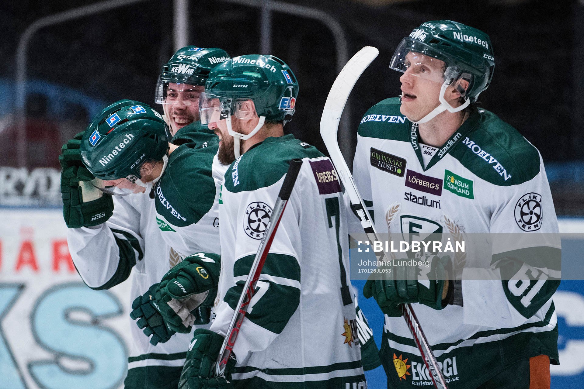 Färjestads spelare jublar