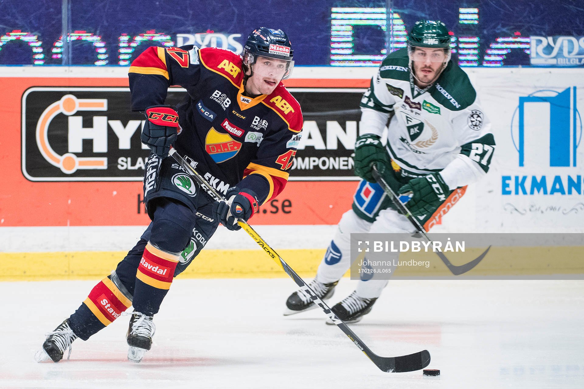 Djurgårdens Robin Press mot Färjestads John Persson