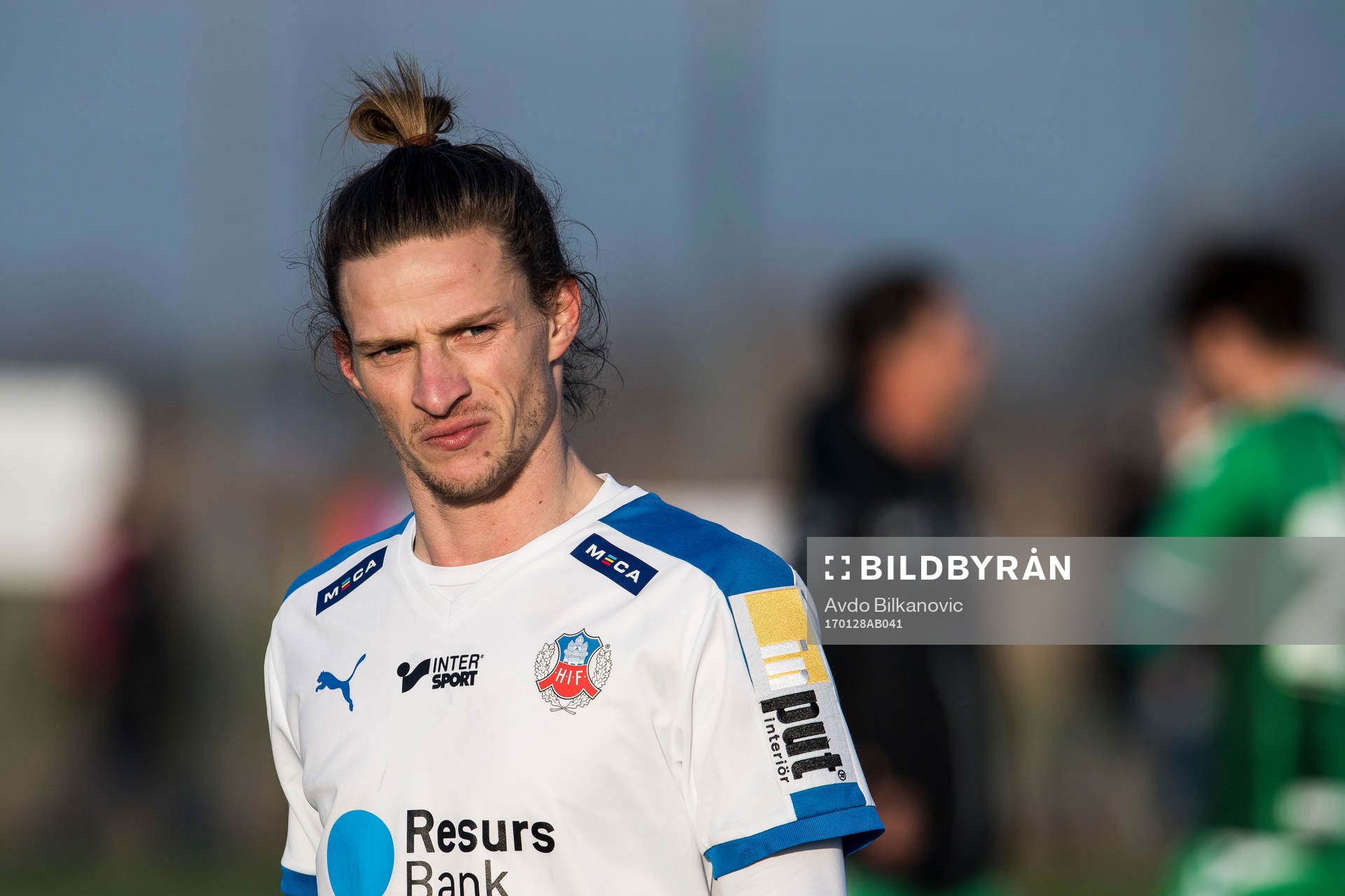 Helsingborgs Jesper Lange under en träningsmatch mellan Helsingborg och Odense den 28 januari 2017 i Viken.