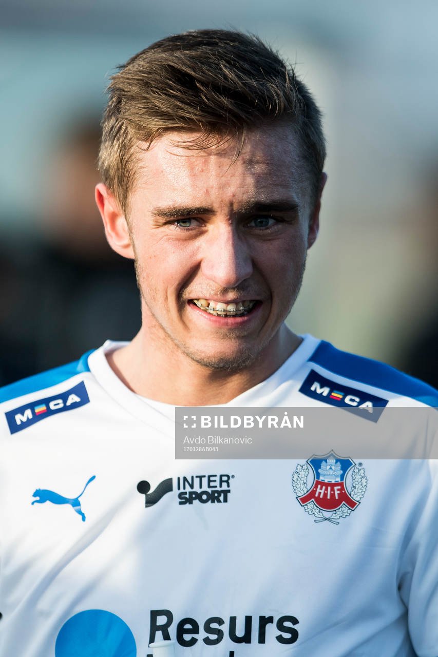 Helsingborgs Casper Seger under en träningsmatch mellan Helsingborg och Odense den 28 januari 2017 i Viken.