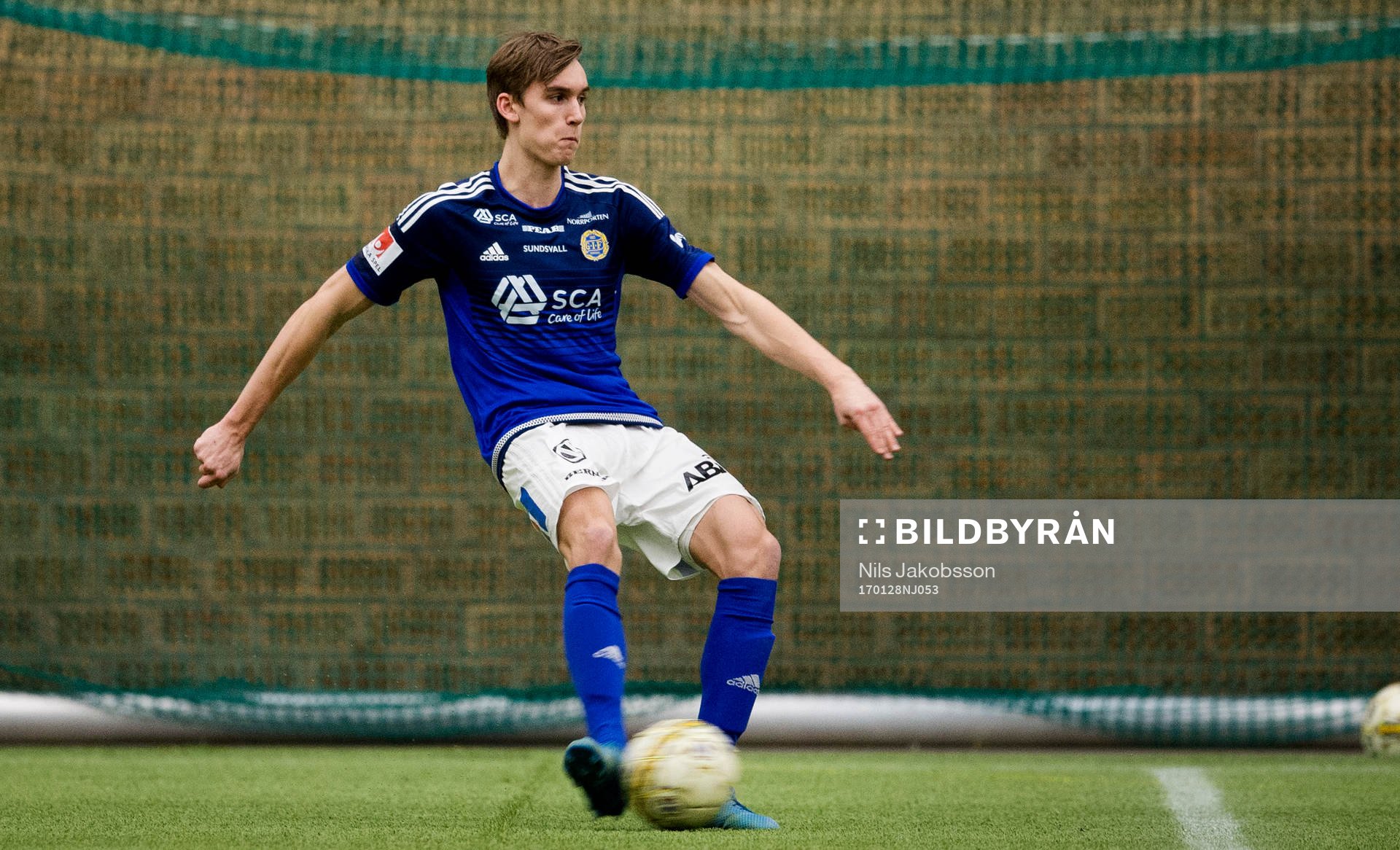 Sundsvalls Linus Sahlin under träningsmatchen mellan GIF Sundsvall och Sirius den 28 januari 2017 i Sundsvall.