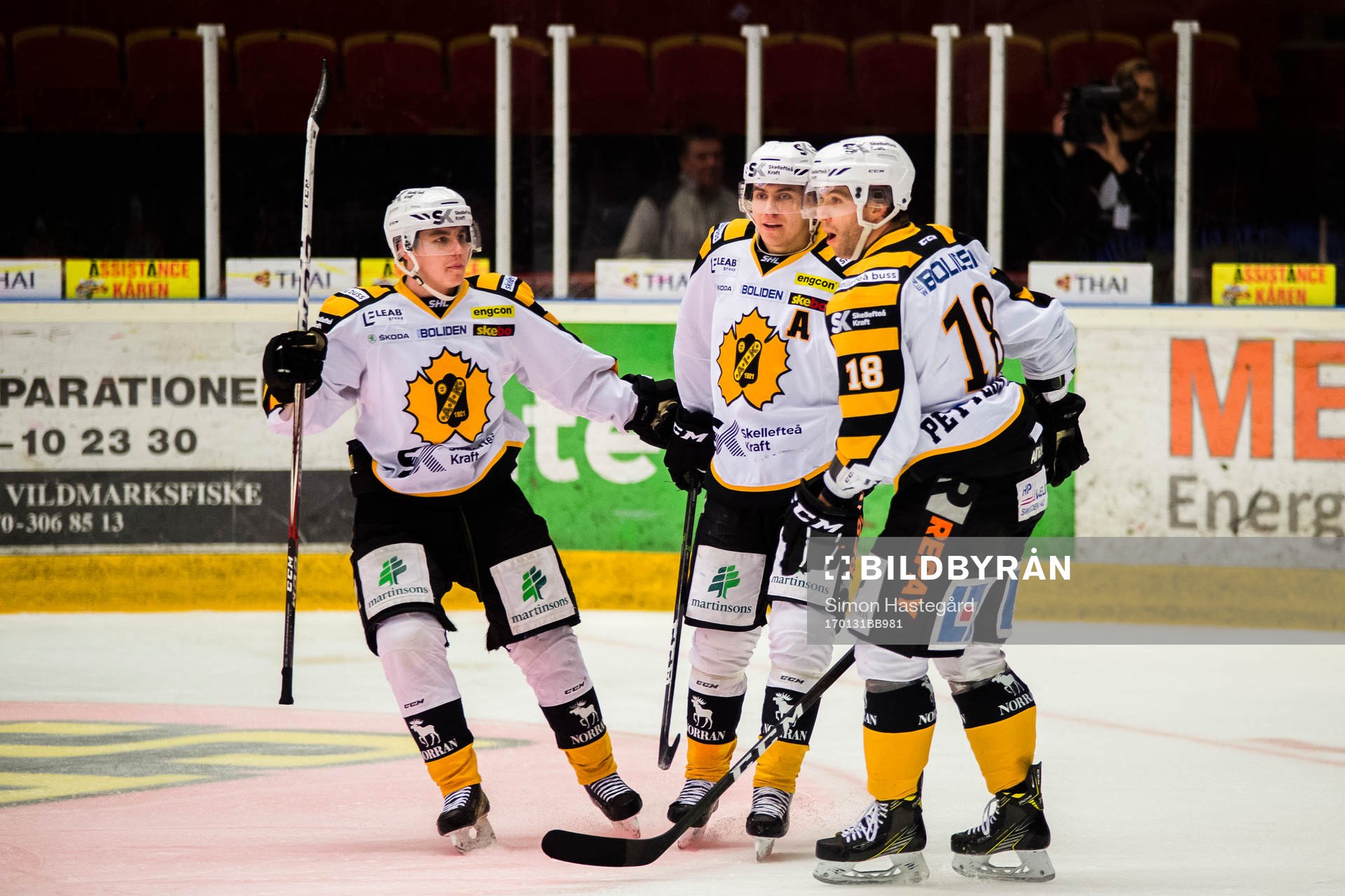 Skellefteås Sebastian Aho , Pär Lindholm och Pontus