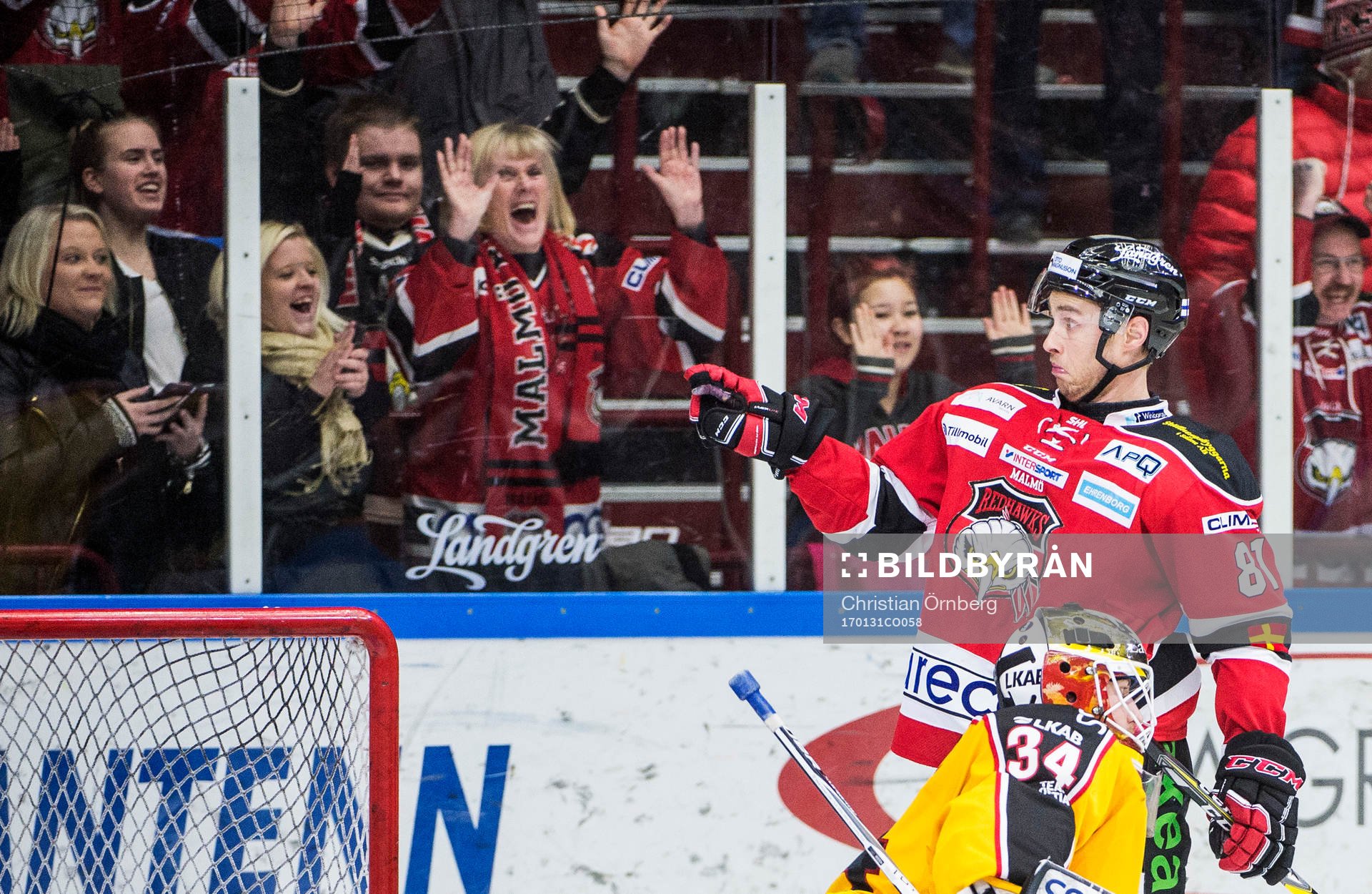 Malmö Redhawks Ilari Filppula jublar med publiken