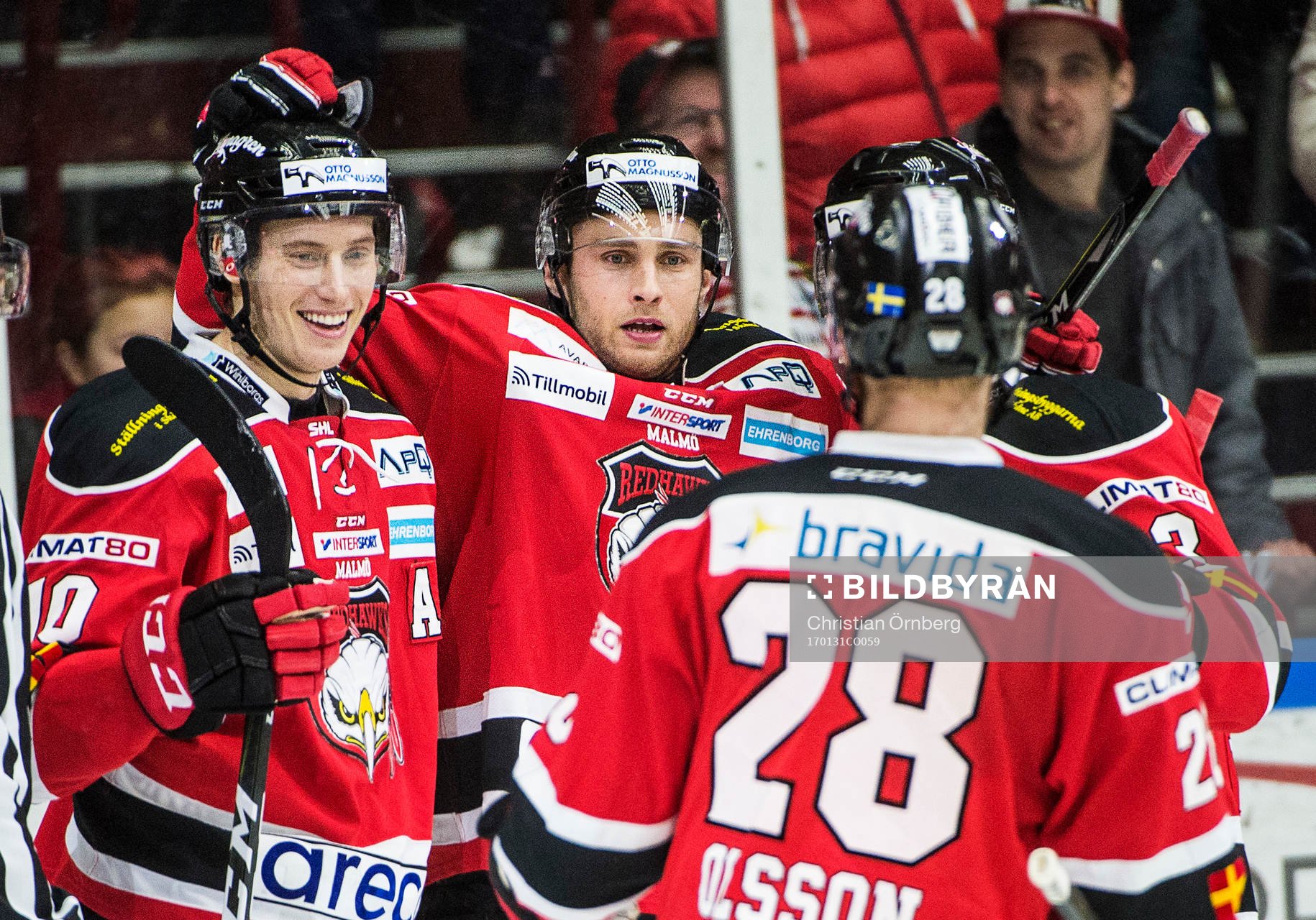 Malmö Redhawks Robin Alvarez, Ilari Filppula, Jens Olsson