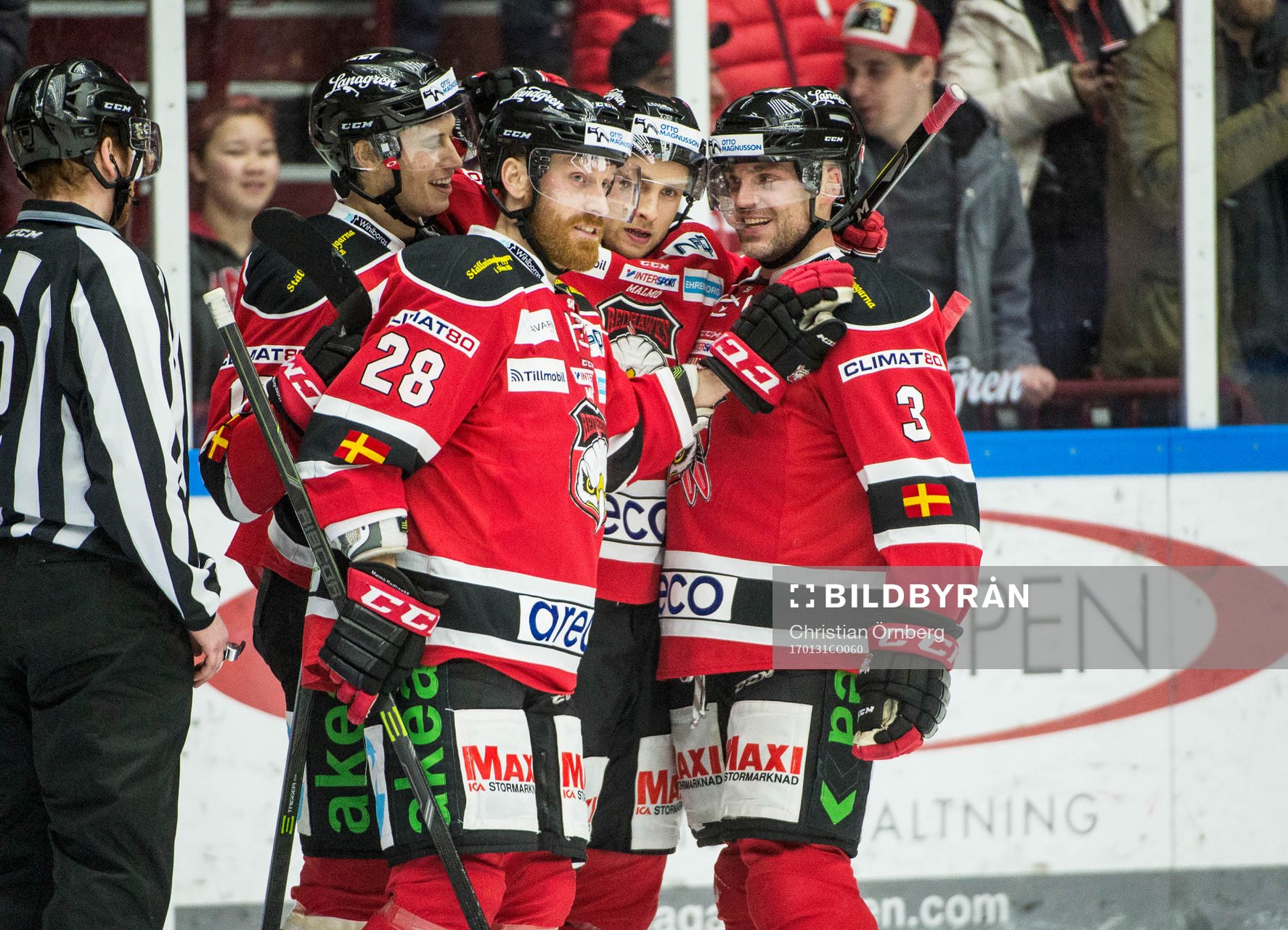 Malmö Redhawks Robin Alvarez, Ilari Filppula, Jens Olsson