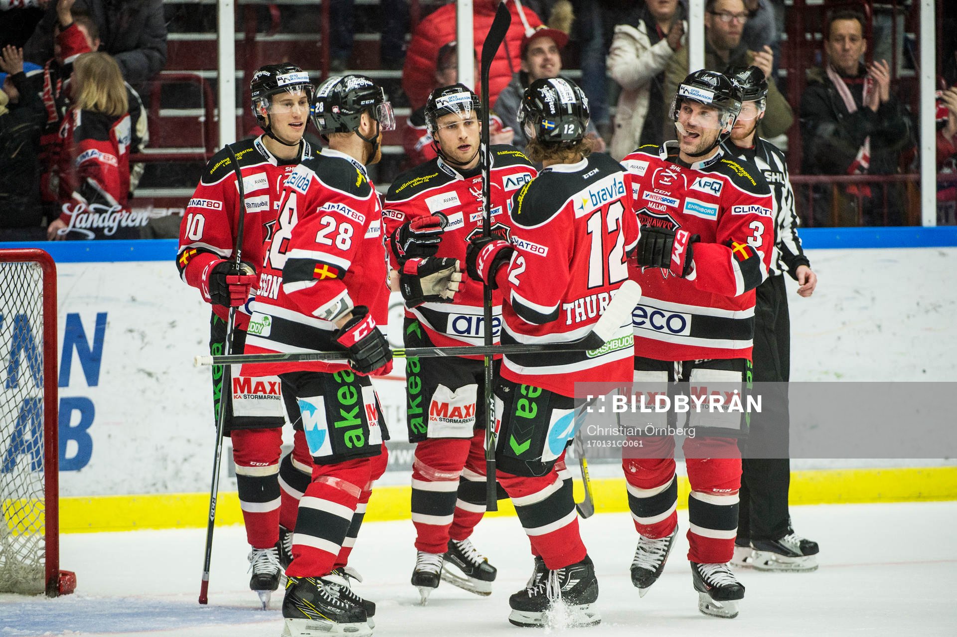 Malmö Redhawks Robin Alvarez, Ilari Filppula, Jens Olsson,