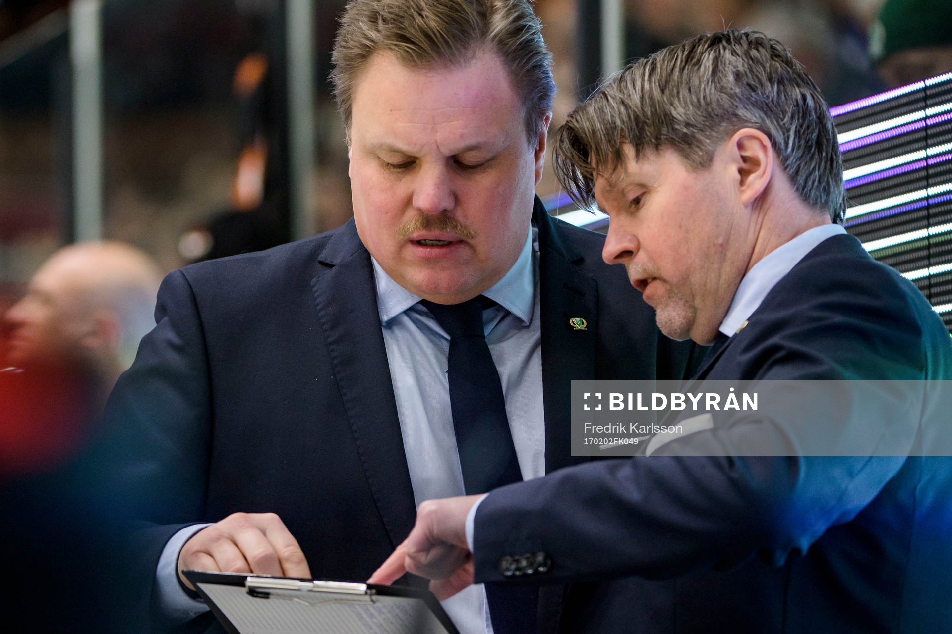 Färjestads Tränare Leif Carlsson och assisterande
