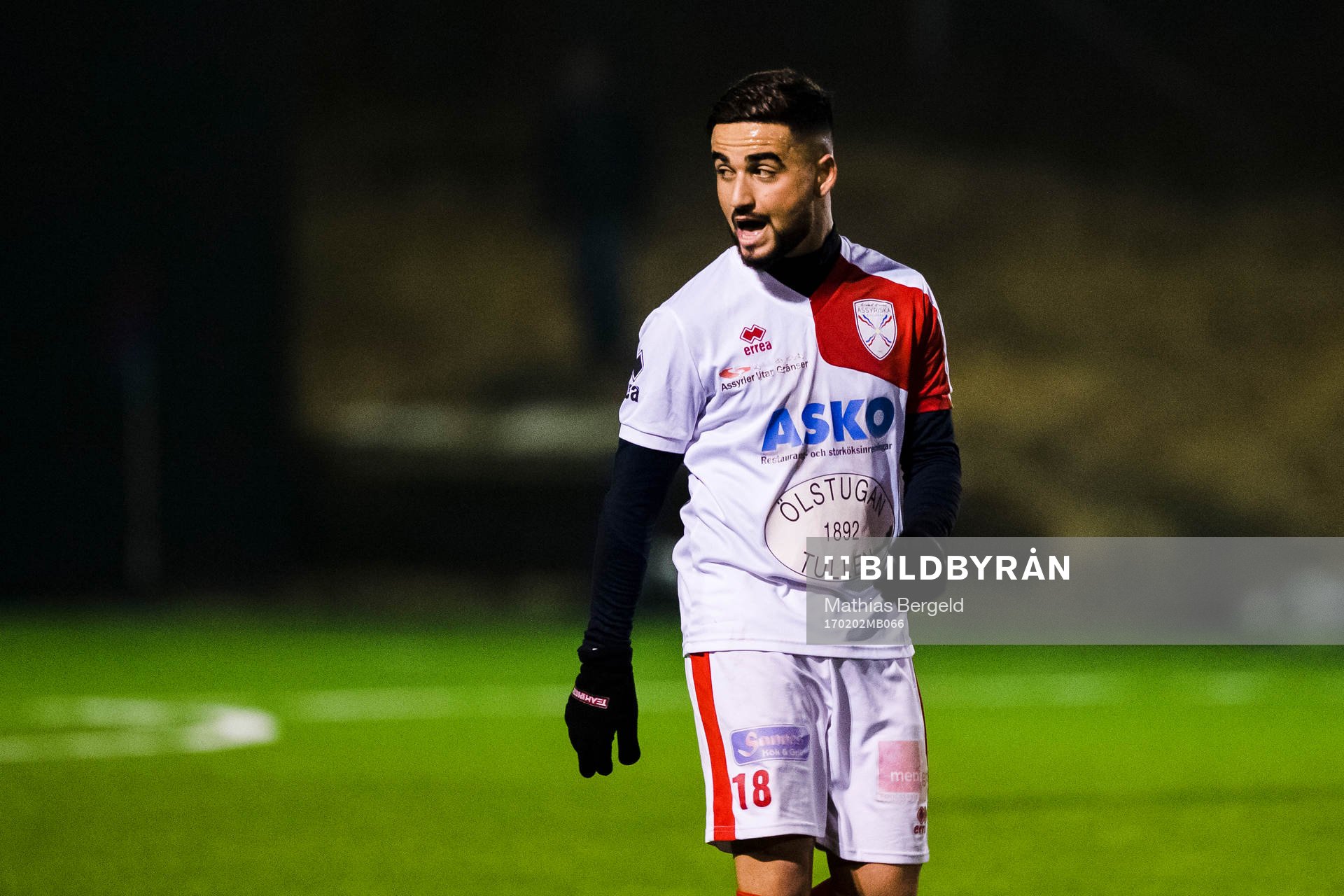 Assyriskas Galvan Ayoub under en träningsmatch i fotboll mellan Örgryte och Assyriska BK den 2 februari 2017 i Göteborg.