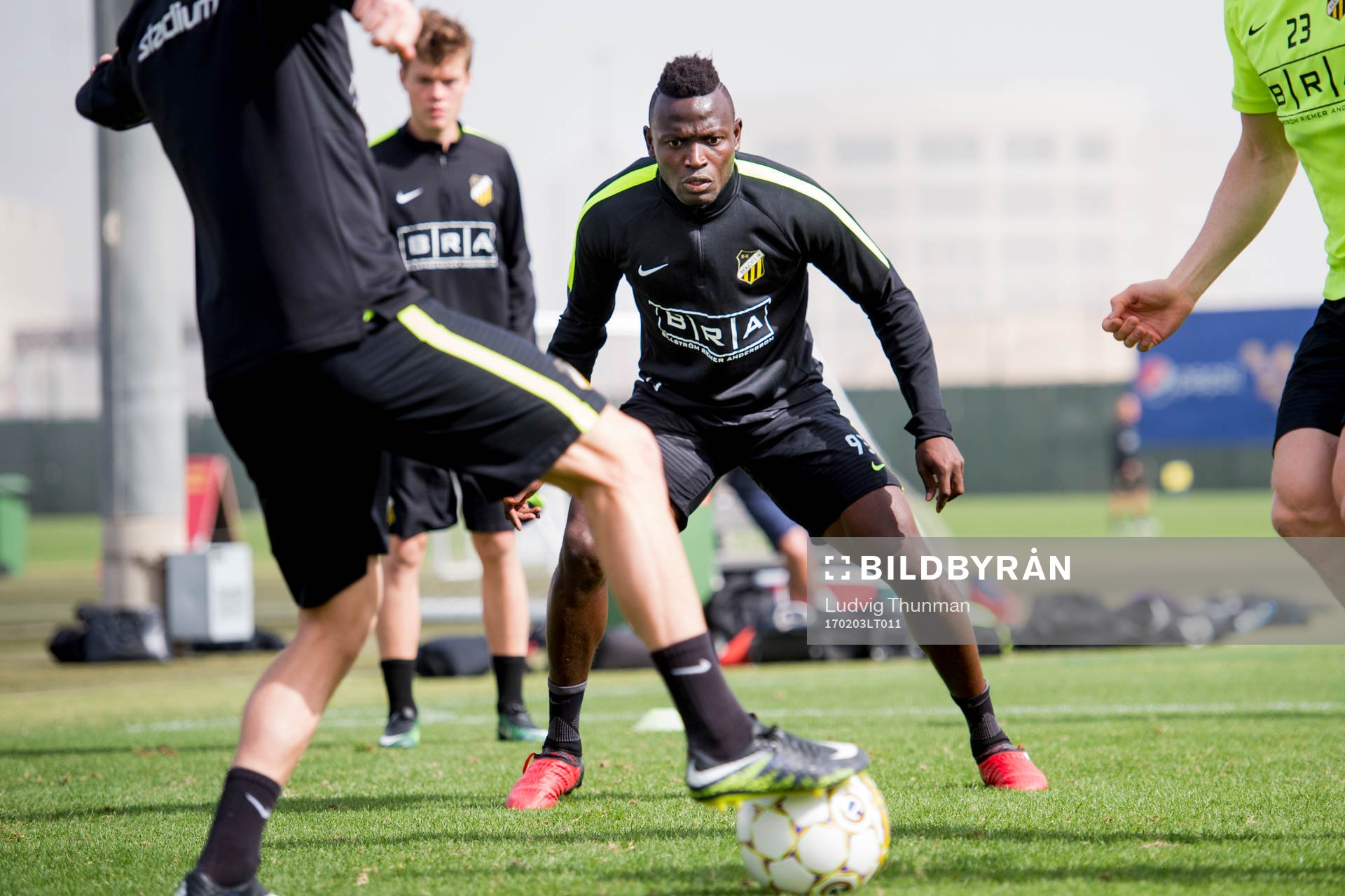 Alhassan Kamara under en träning under Häckens träningsläger i Dubai den 3 februari 2017 i Dubai.