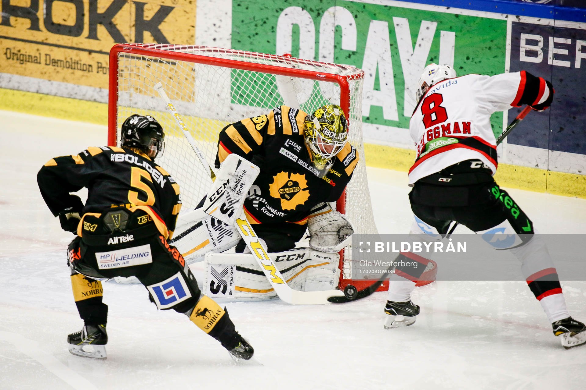 Skellefteås Anton Öhman och målvakt Gustaf Lindvall