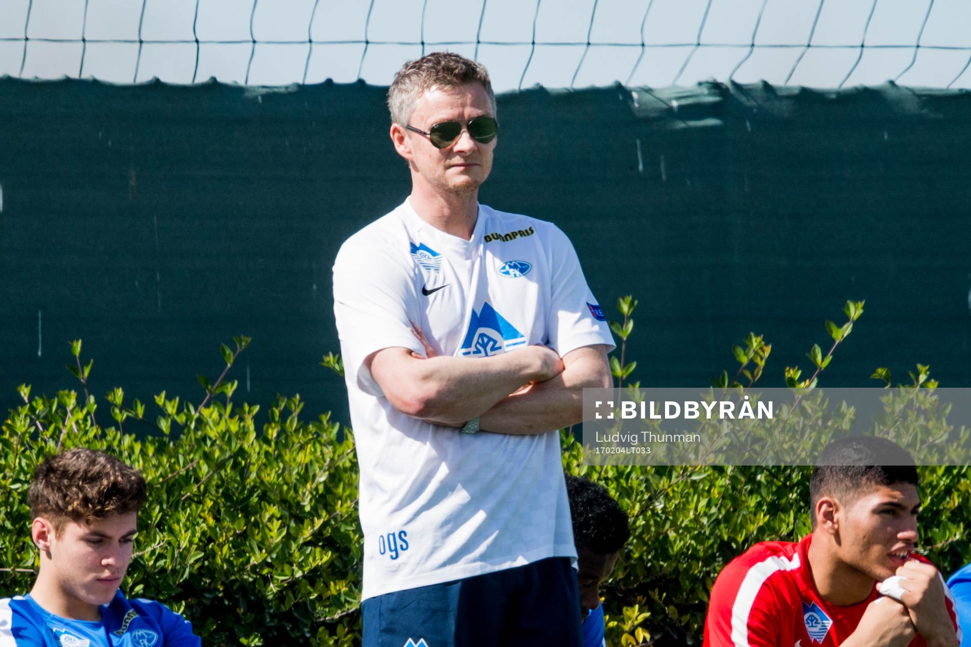 Moldes tränare Ole Gunnar Solskjaer under fotbollsmatchen mellan Häcken och Molde i Dubai International Cup den 4 februari 2017 i Dubai.
