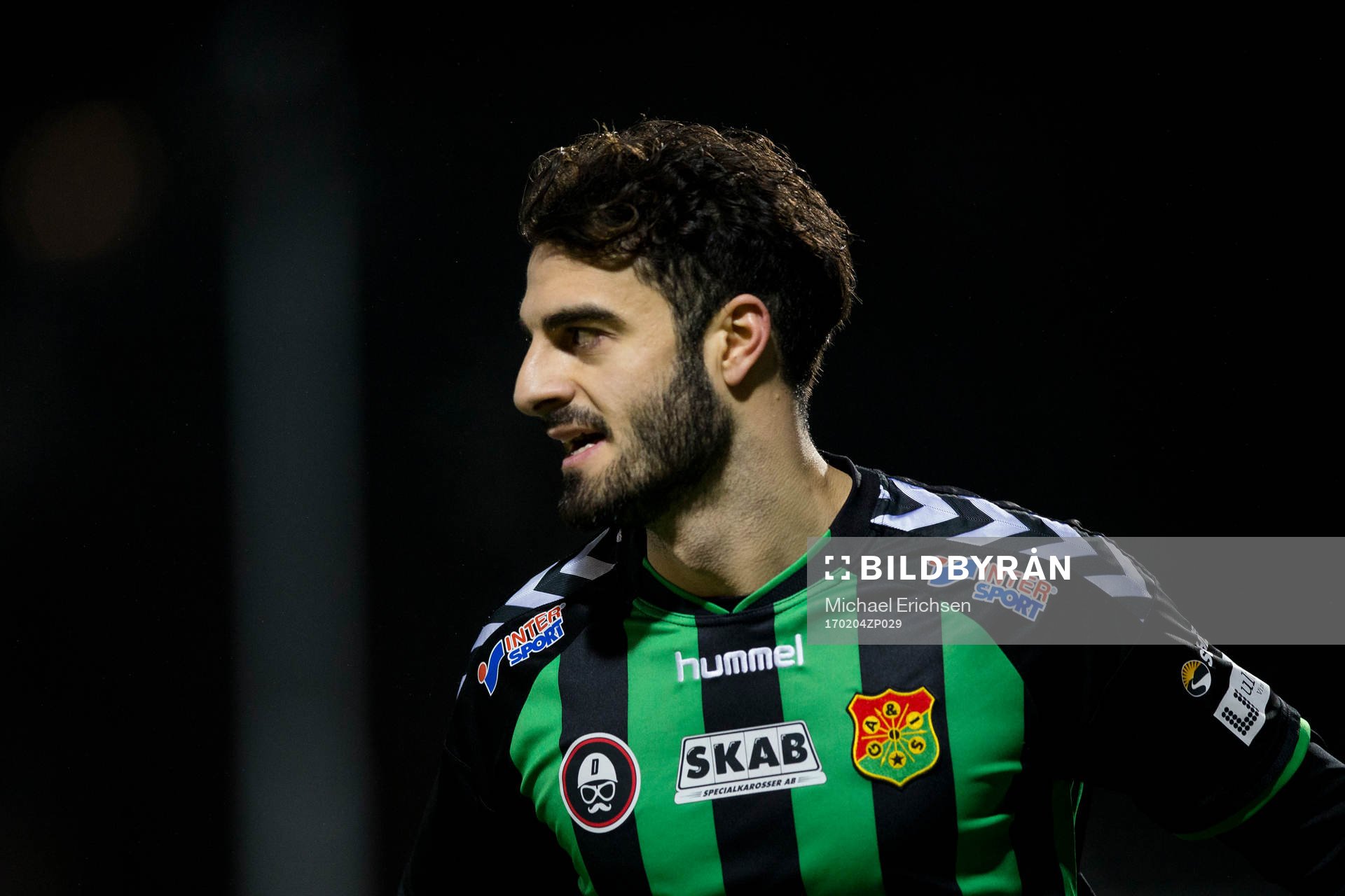 GAIS Arvin Shojaee jublar efter 2-0 under en träningsmatch i fotboll mellan GAIS och Norrby den 4 februari 2017 i Göteborg.