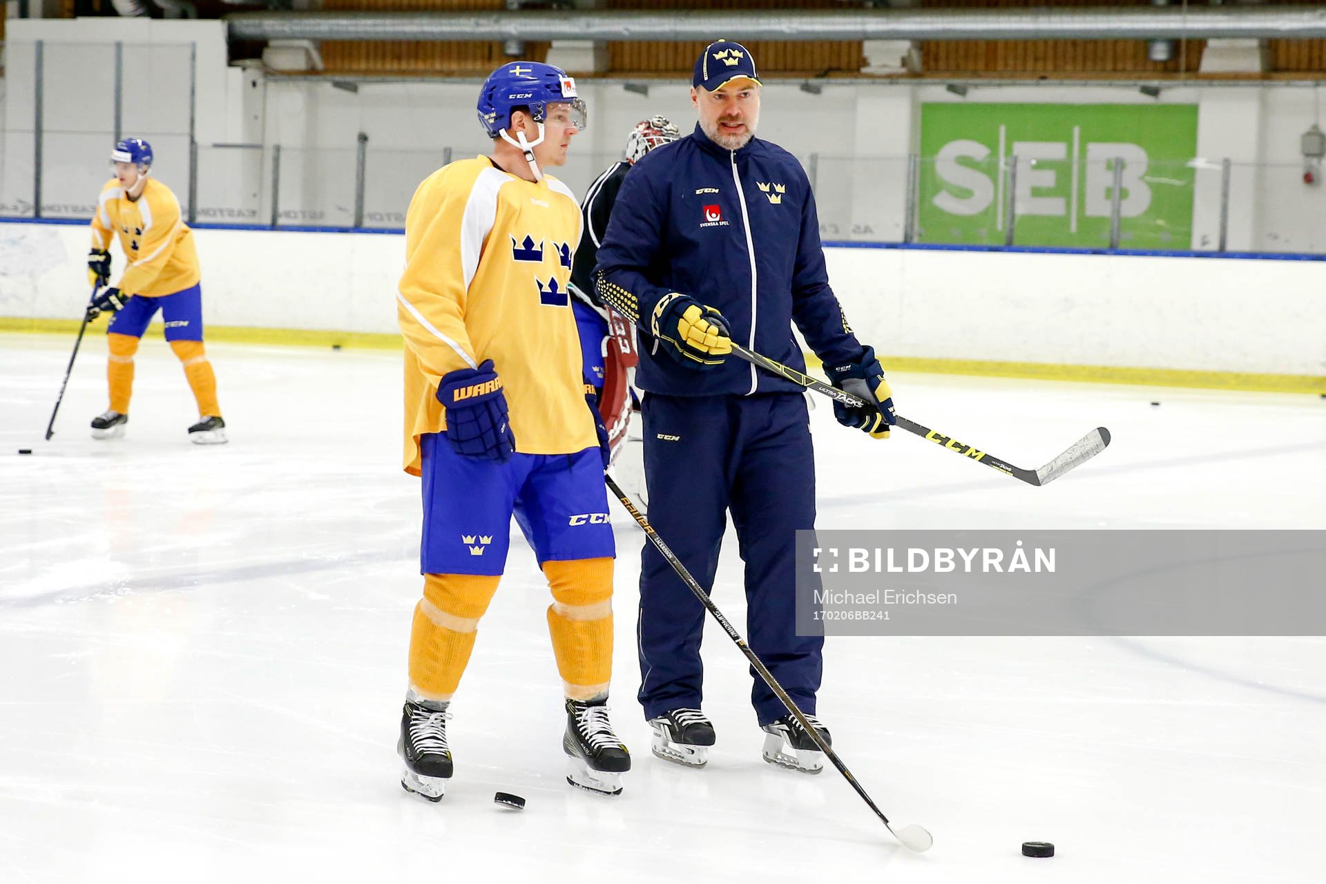 Sveriges Patrik Zackrisson och förbundskapten Rikard