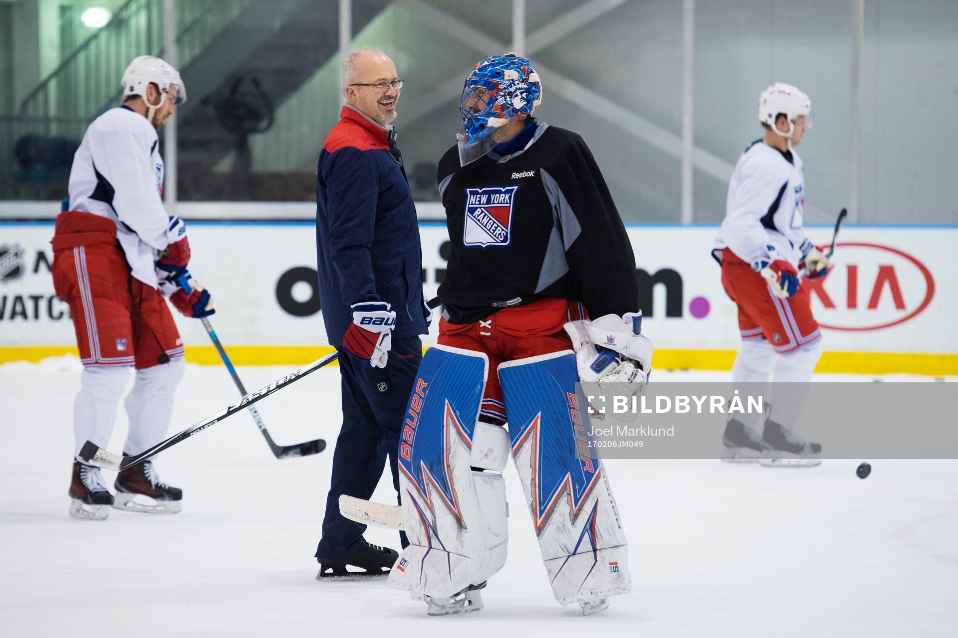 Målvaktstränaren Benoit Allaire och Henrik Lundqvist