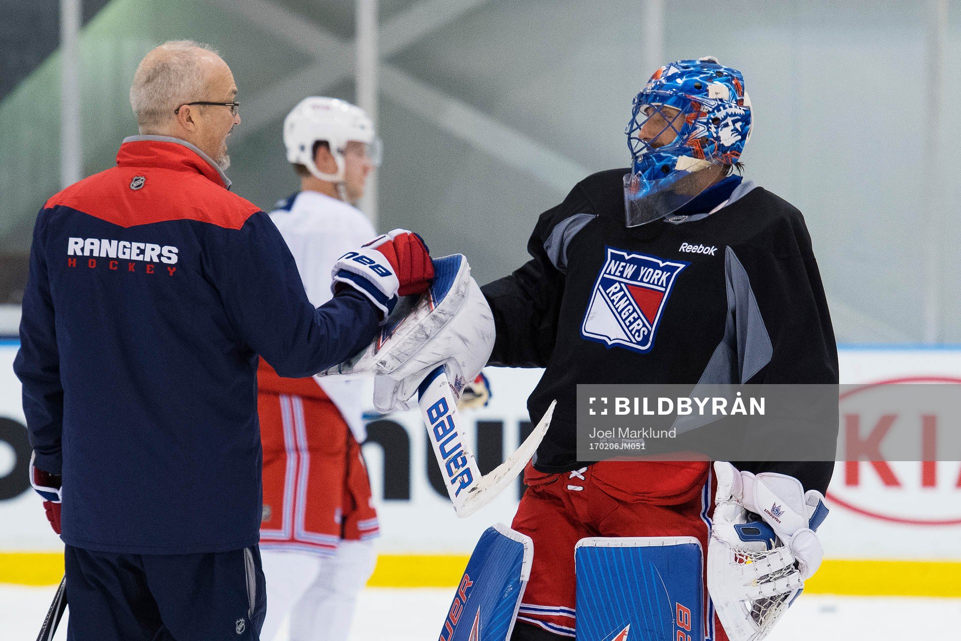Målvaktstränaren Benoit Allaire och Henrik Lundqvist