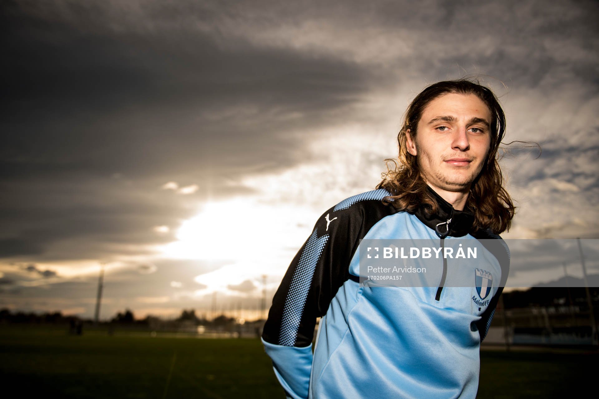 Pawel Cibicki poserar för ett porträtt efter en träning på ett träningsläger med Malmö FF den 6 februari 2017 i Salou.