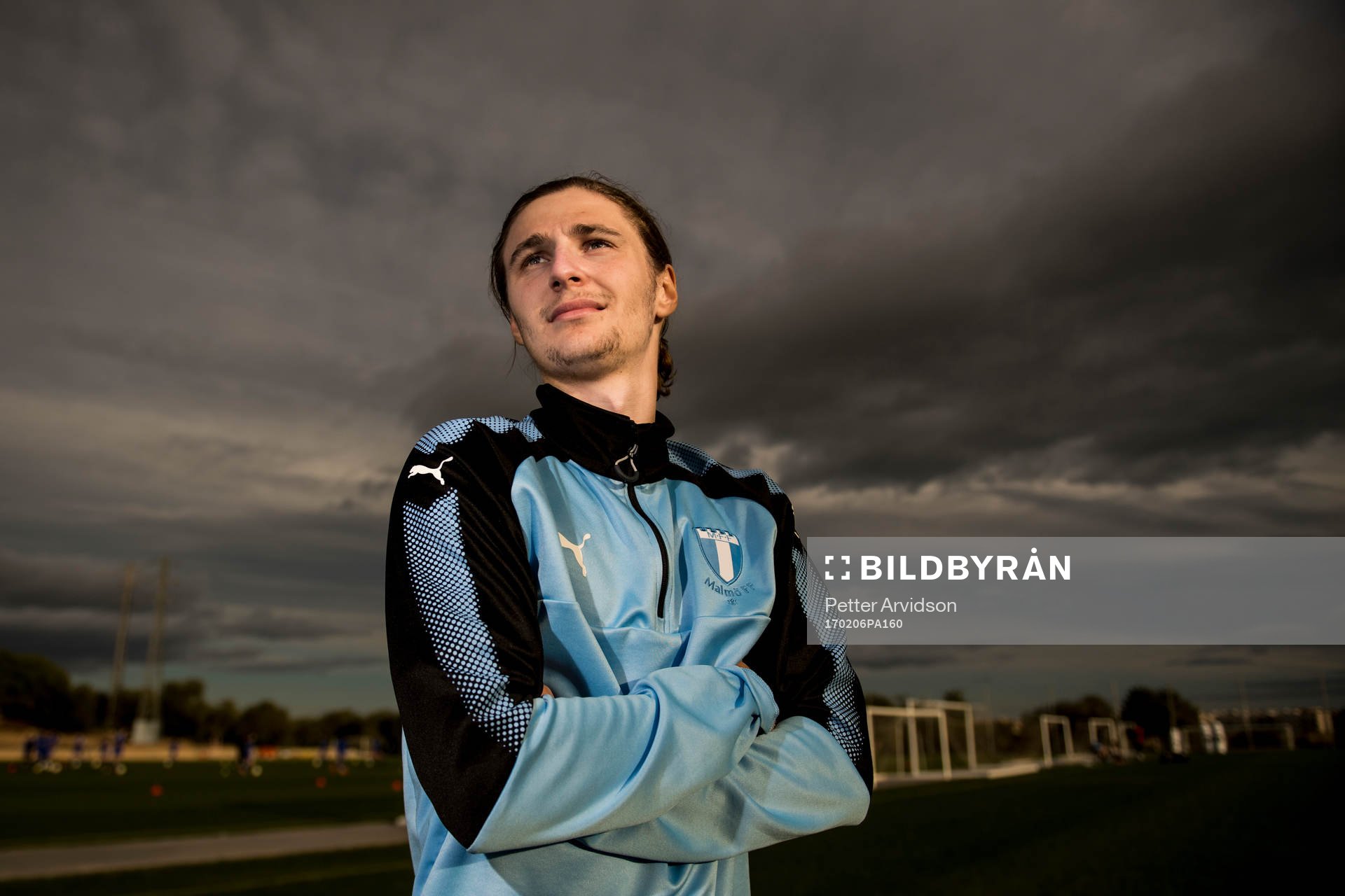 Pawel Cibicki poserar för ett porträtt efter en träning på ett träningsläger med Malmö FF den 6 februari 2017 i Salou.