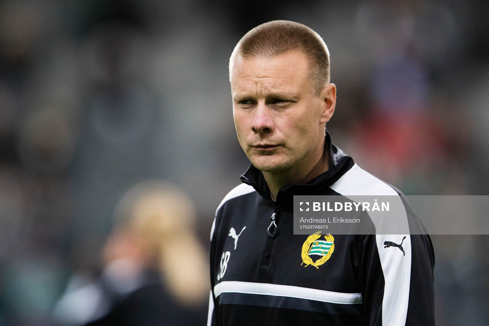 Hammarbys assisterande tränare Stefan Billborn innan träningsmatchen i fotboll mellan Hammarby och HJK Helsingfors den 7 februari 2017 i Stockholm.