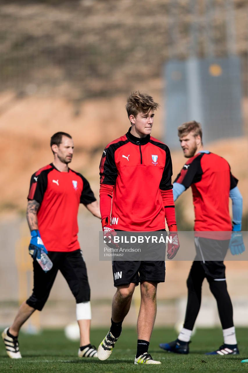 Malmö FFs tre målvakter Johan Wiland, Mathias Nilsson och