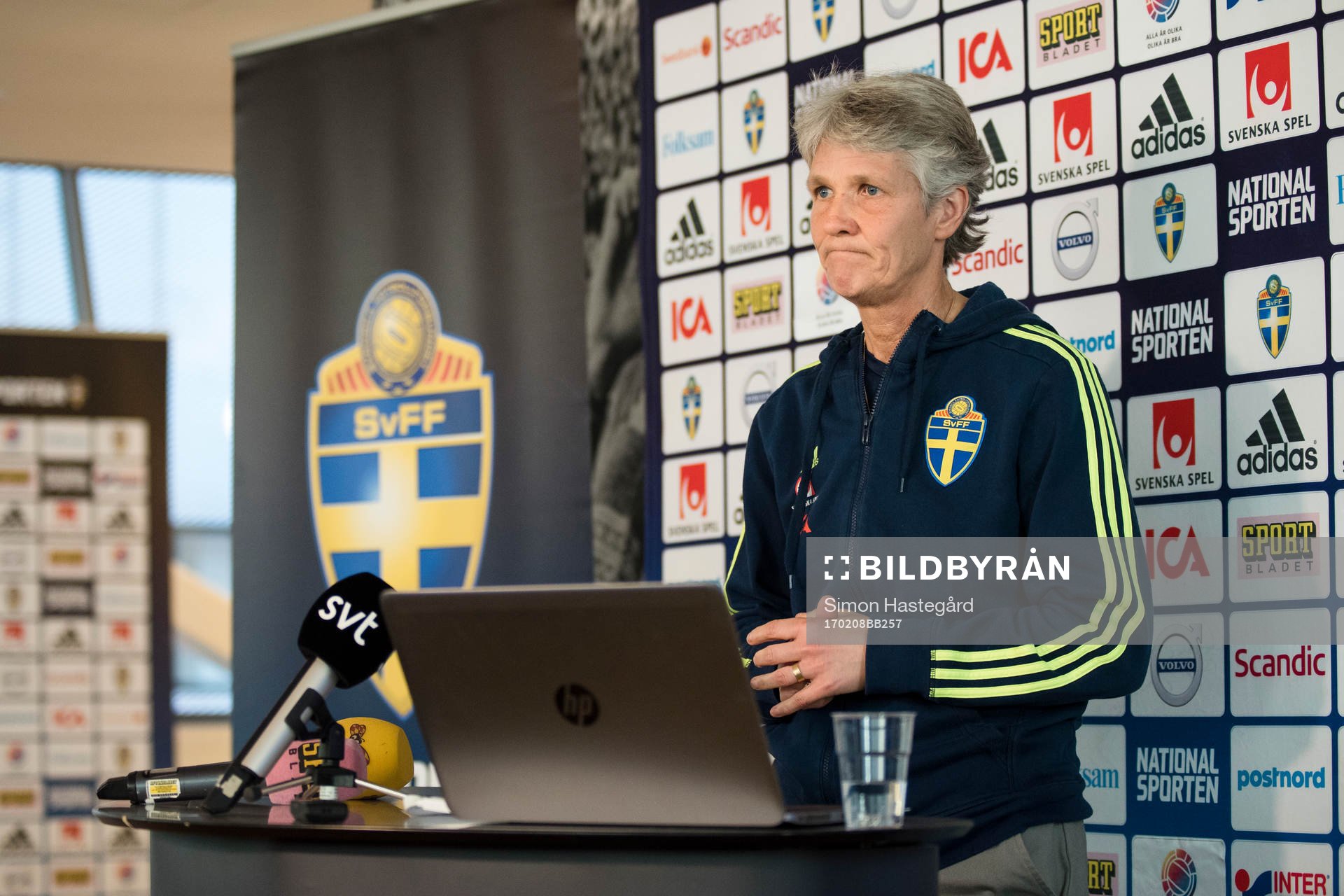 Sveriges förbundskapten Pia Sundhage presenterar truppen