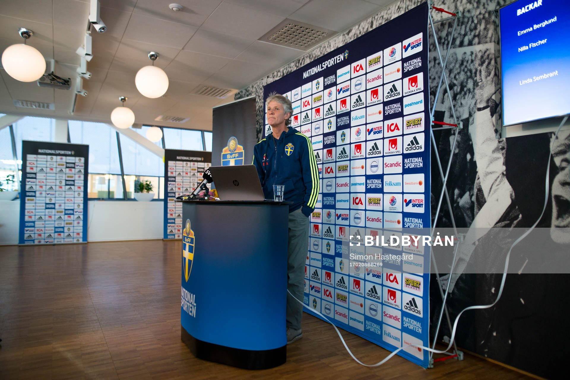 Sveriges förbundskapten Pia Sundhage presenterar truppen