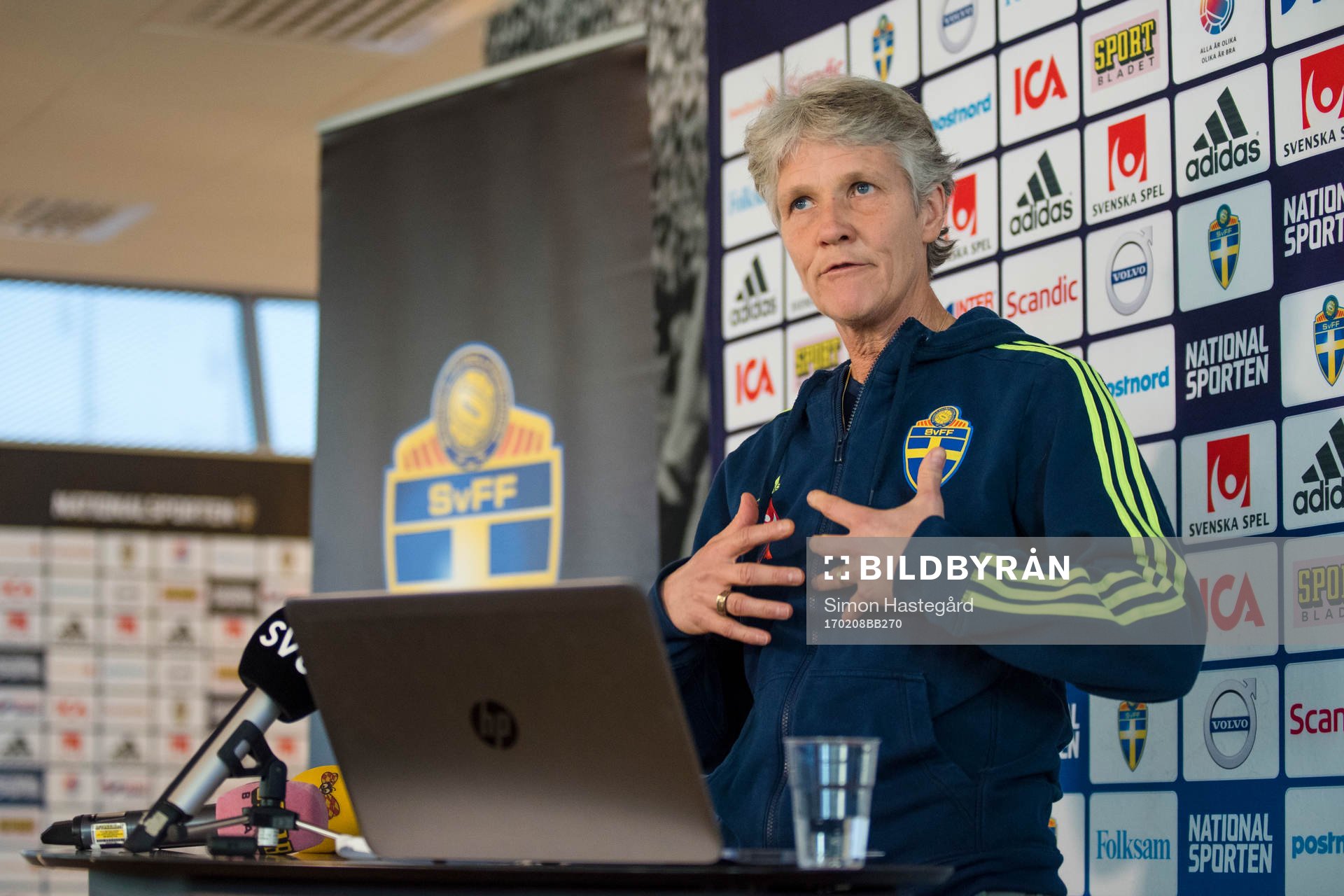Sveriges förbundskapten Pia Sundhage presenterar truppen