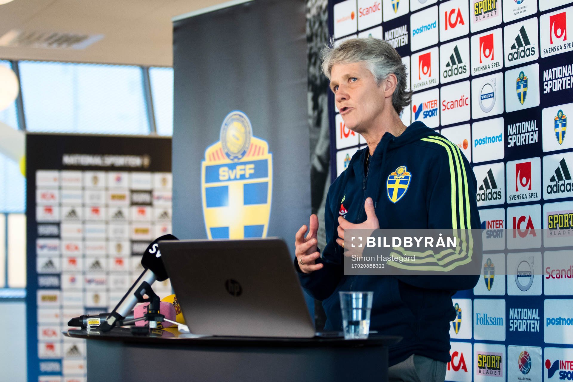 Sveriges förbundskapten Pia Sundhage presenterar truppen