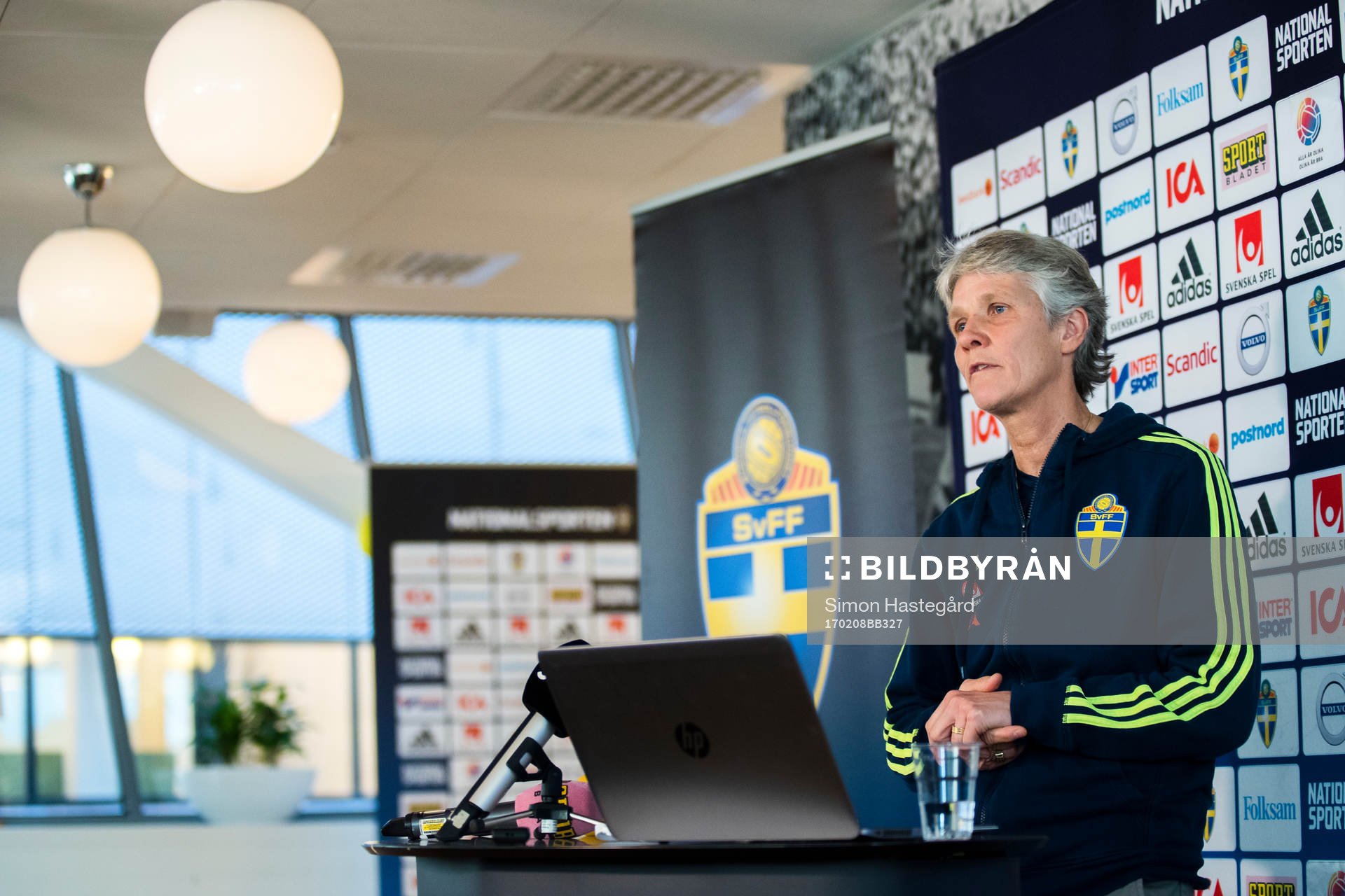 Sveriges förbundskapten Pia Sundhage presenterar truppen