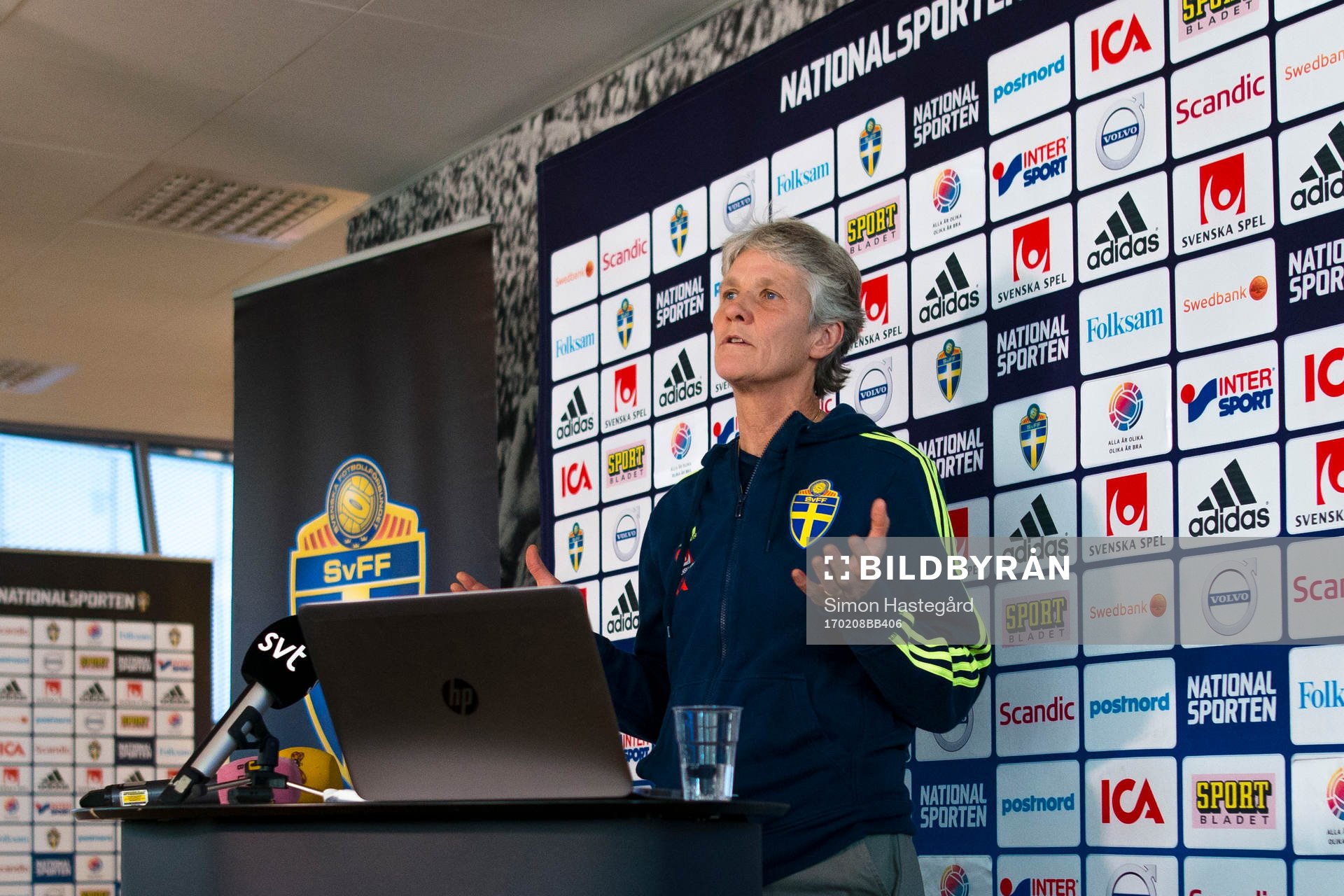 Sveriges förbundskapten Pia Sundhage presenterar truppen