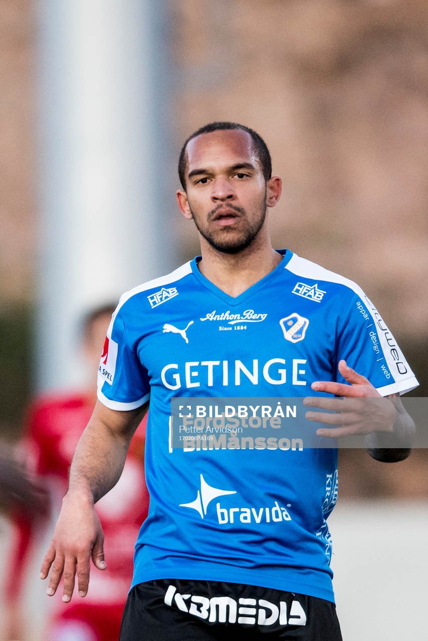 Halmstads Nikolai Alho under en träningsmatch i fotboll mellan Halmstad och Östersund den 8 februari 2017 i Salou.