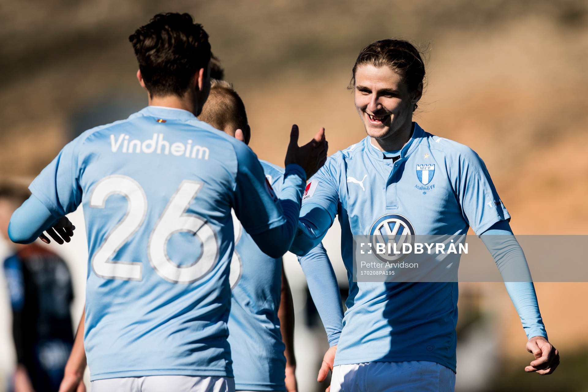 Malmö FFs Andreas Vindheim jublar med Pawel Cibicki