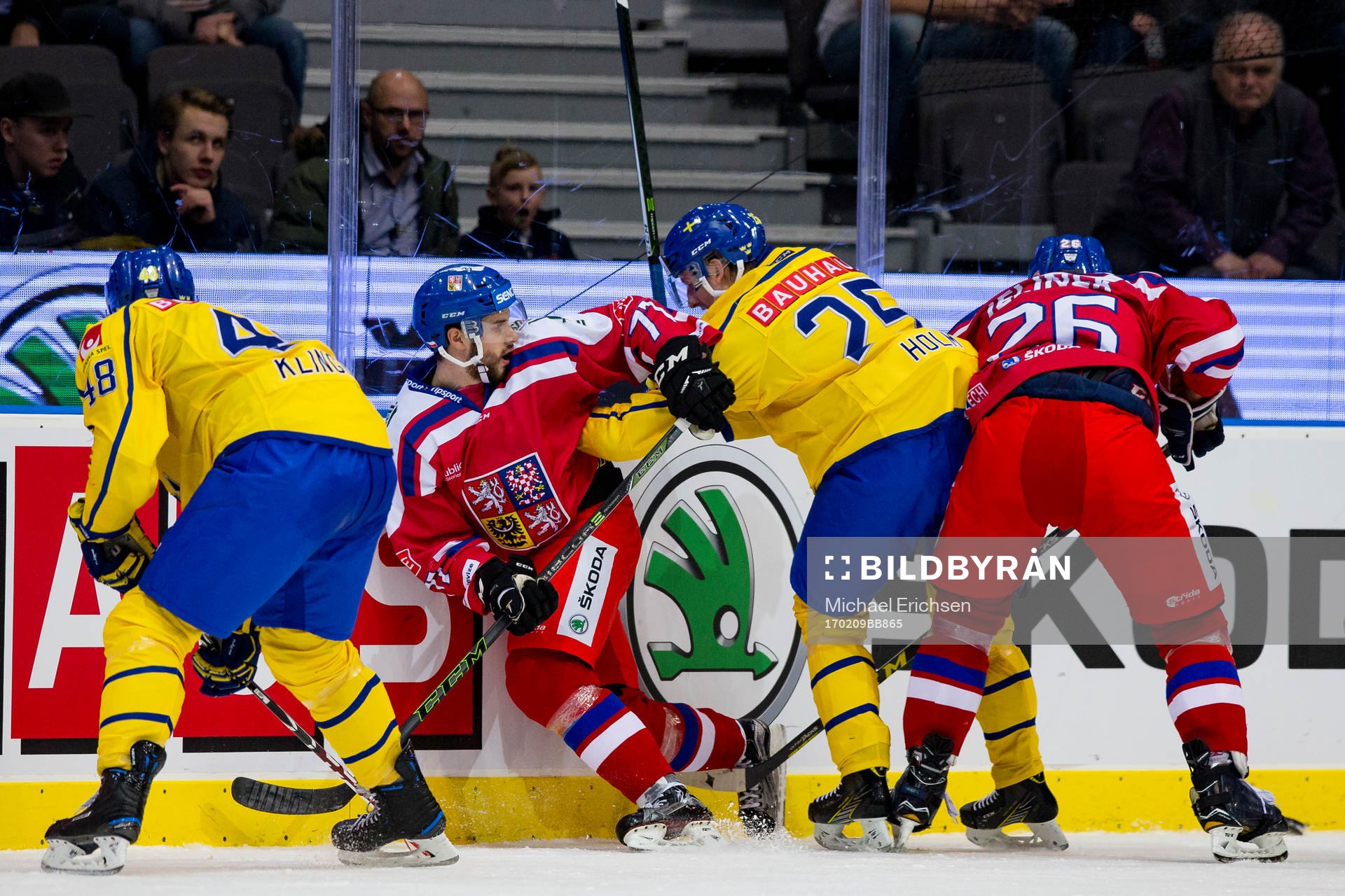 Sveriges Carl Klingberg och Philip Holm mot Tjeckiens Tomas