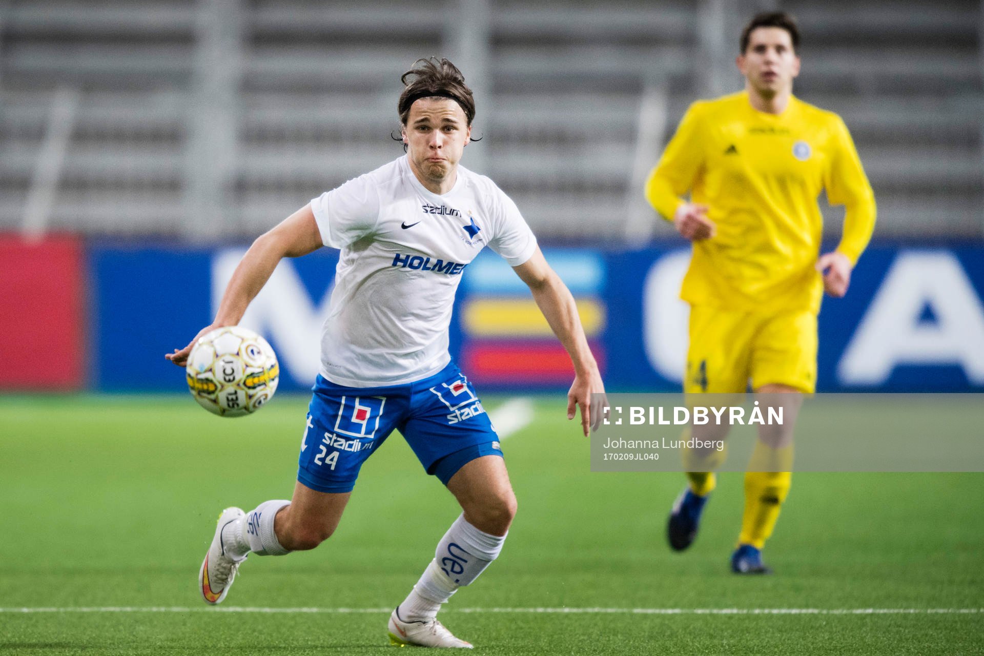  Norrköpings Simon Skrabb under en träningsmatch i fotboll mellan Norrköping och Helsingfors den 9 februari 2017 i Stockholm. 