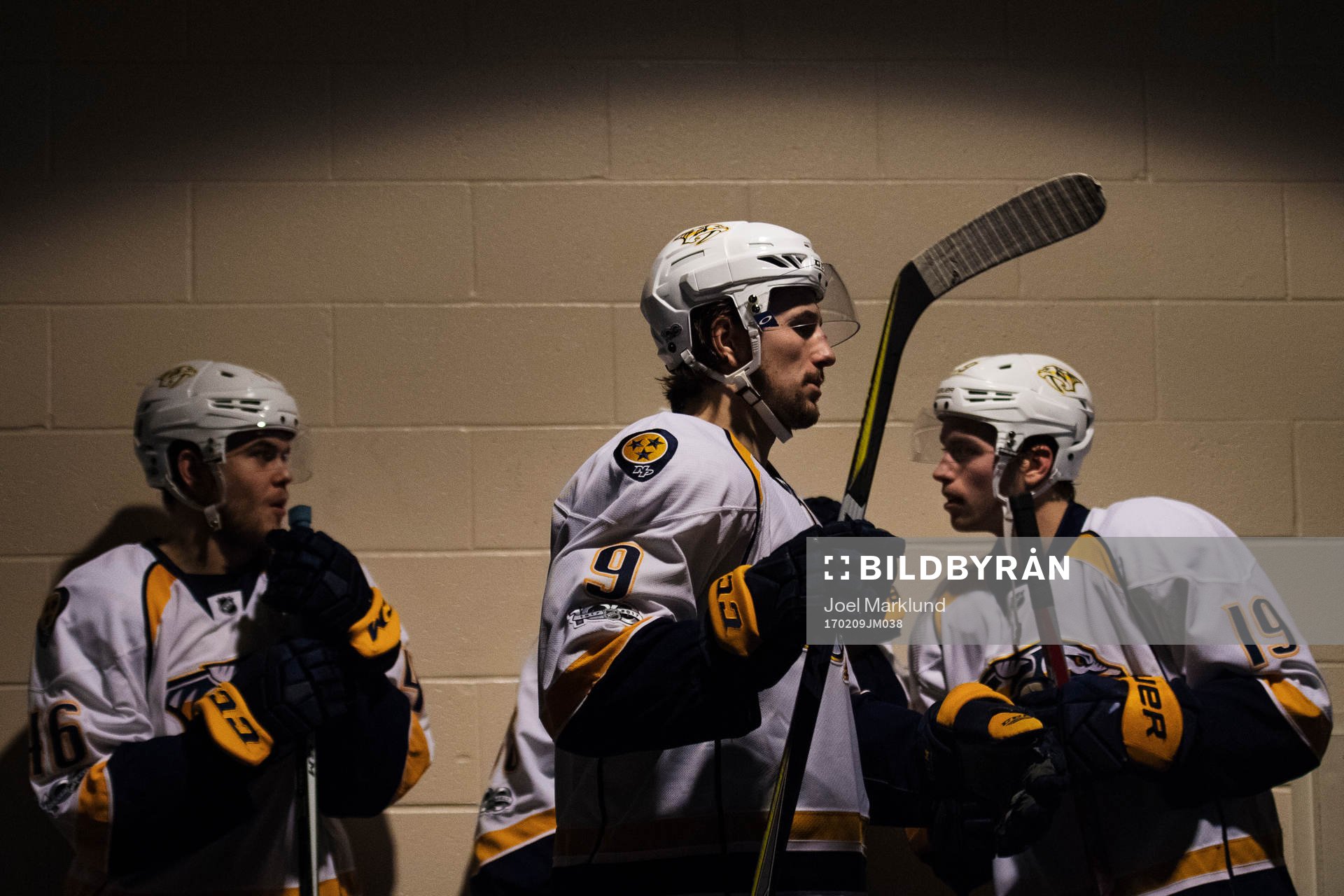 Predators Pontus Åberg, Filip Forsberg och Calle Järnkrok
