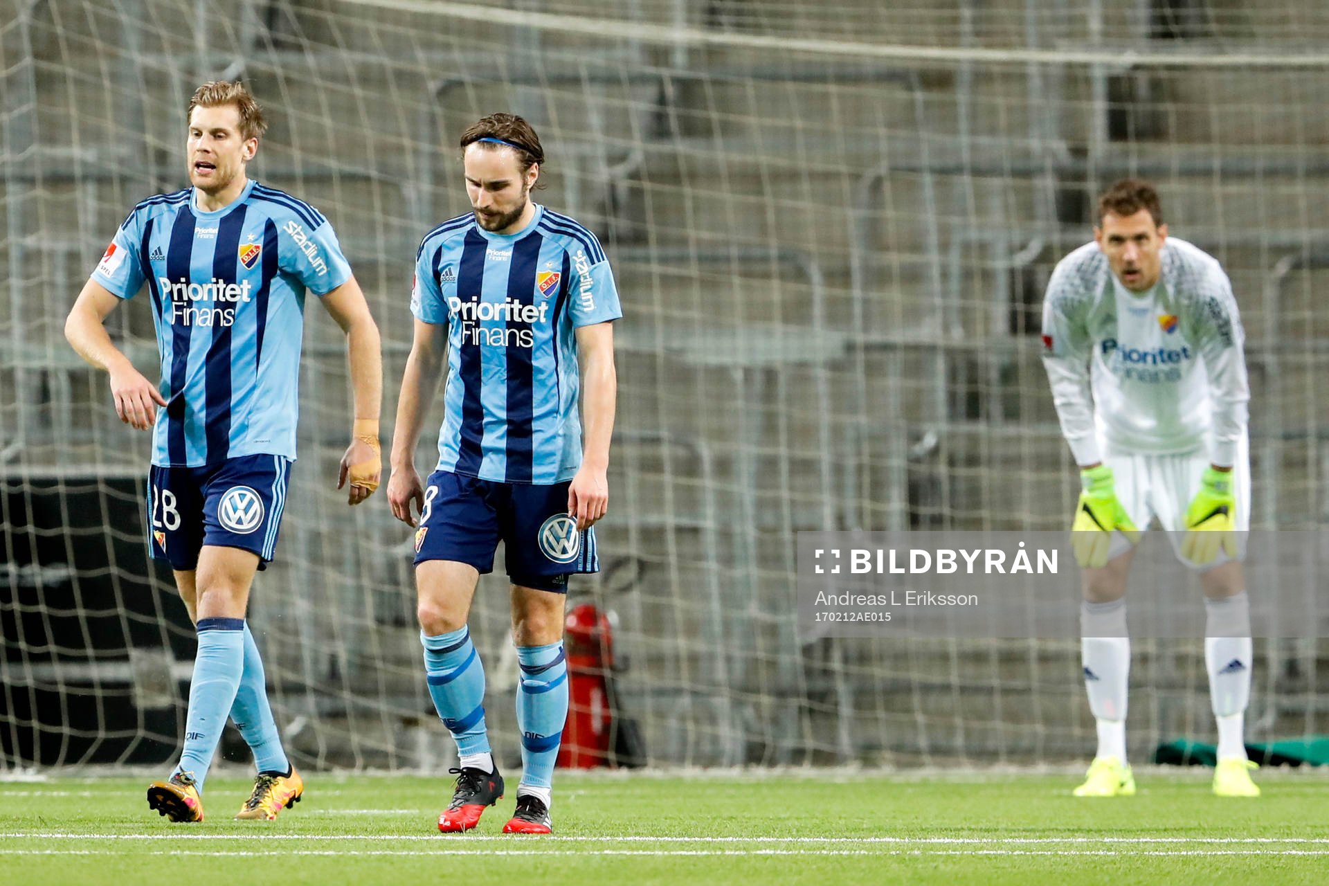 Djurgårdens Niklas Gunnarsson , Kevin Walker och målvakt