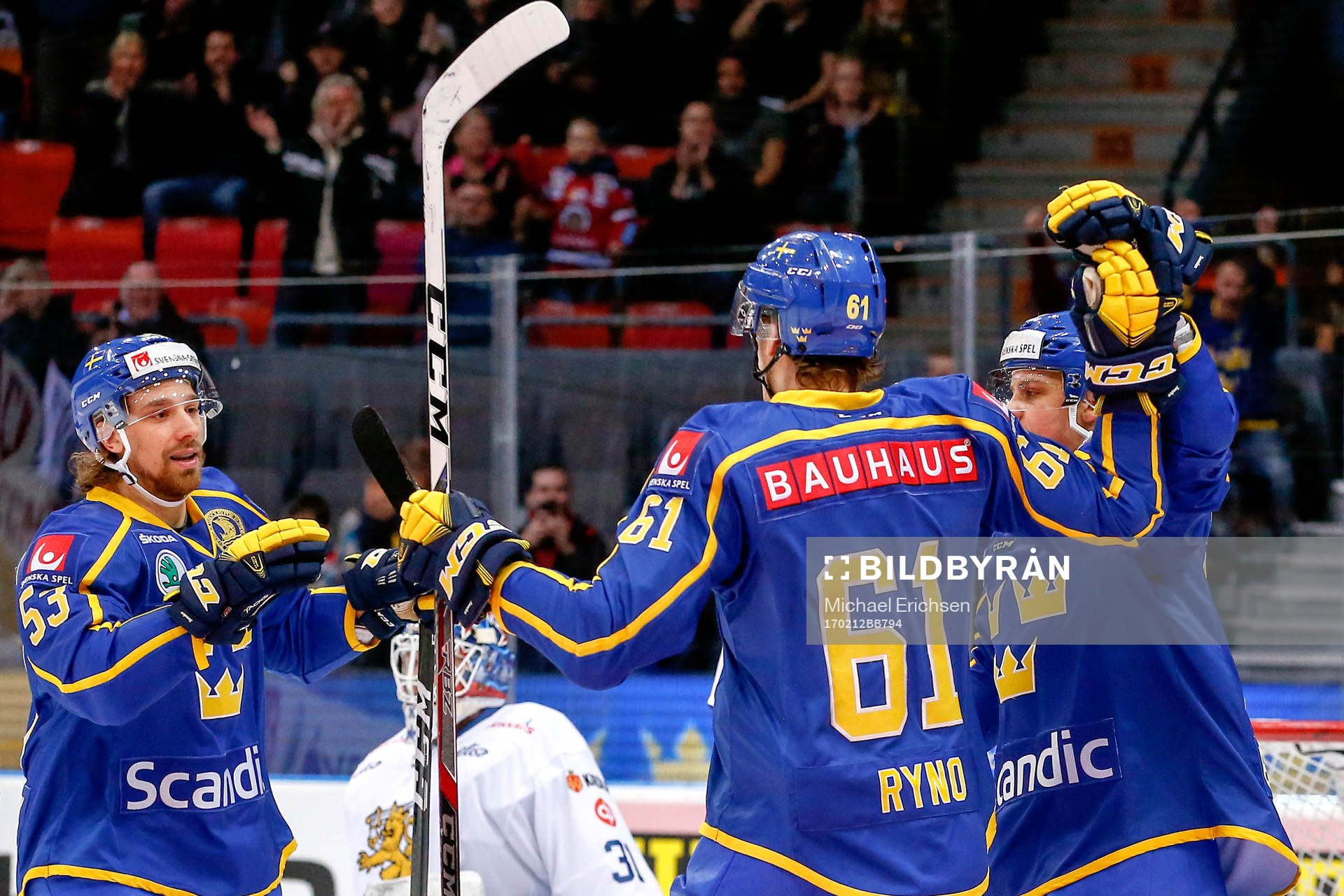 Sveriges Andreas Thuresson, Johan Ryno och Joel Eriksson Ek