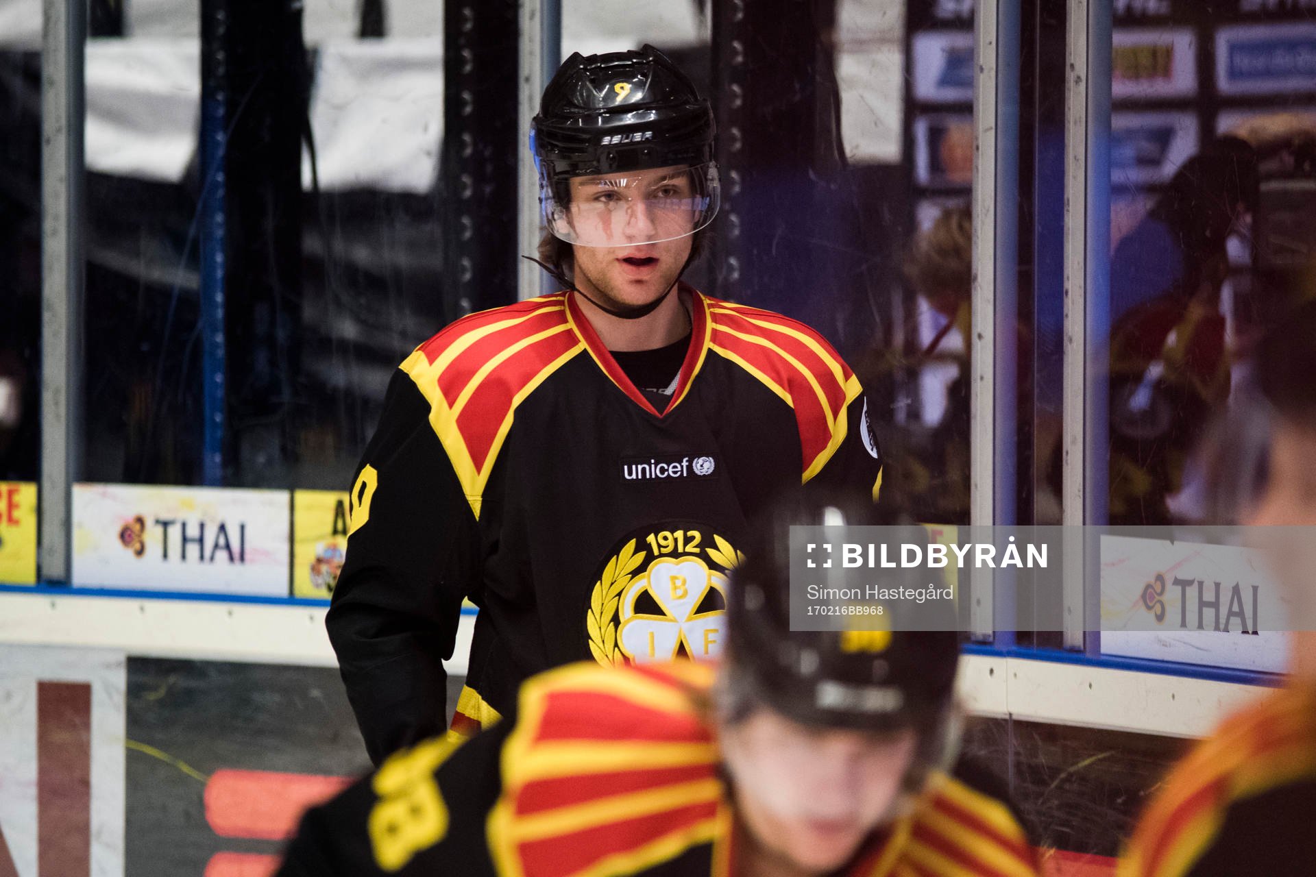 Brynäs Erik Broman före en ishockeymatch i SHL mellan
