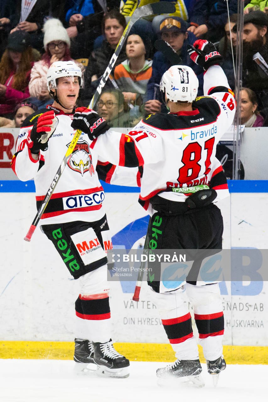 Malmö Redhawks Robin Alvarez och Ilari Filppula jublar