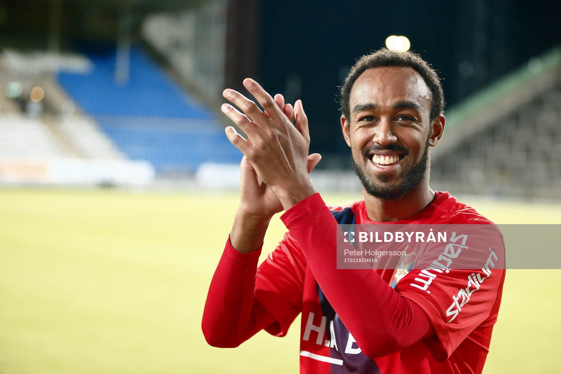 Örgrytes David Johansson jublar under fotbollsmatchen i Svenska Cupen mellan IFK Norrköping och Örgryte den 19 februari 2017 i Linköping.