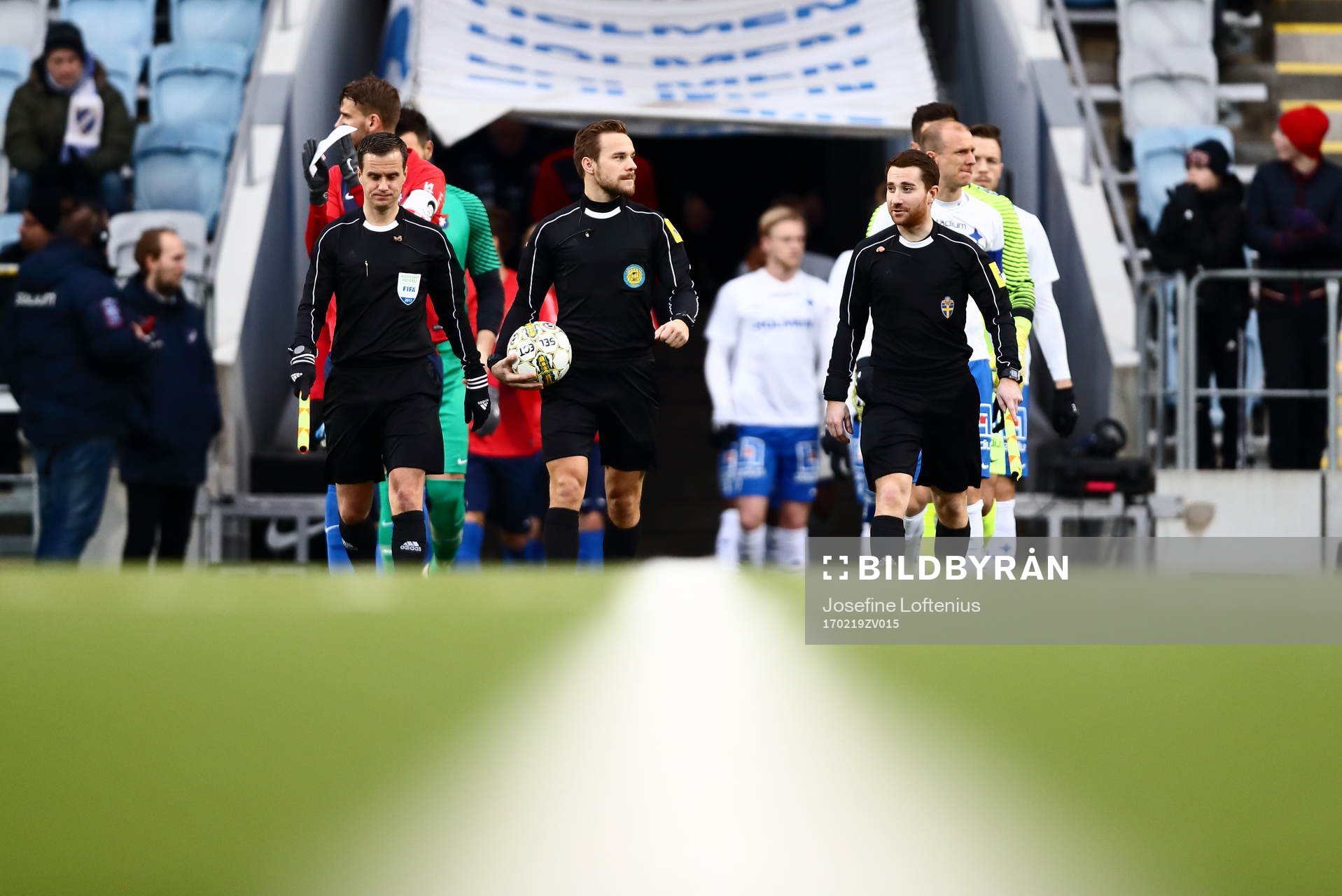 Inmarsch till fotbollsmatchen i Svenska Cupen mellan IFK