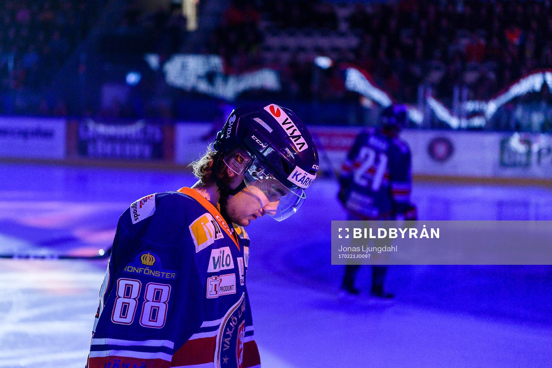 Växjös Adam Brodecki före ishockeymatchen i SHL mellan