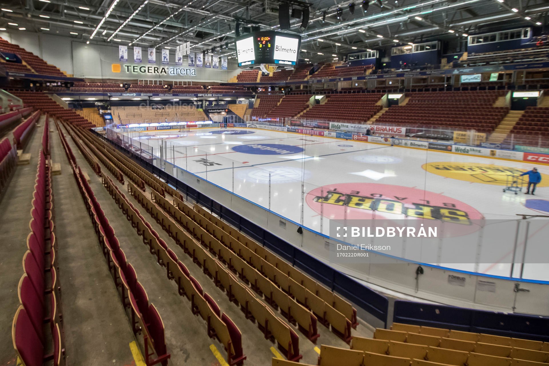 Tegera Arena interiör innan ishockeymatchen i SHL mellan