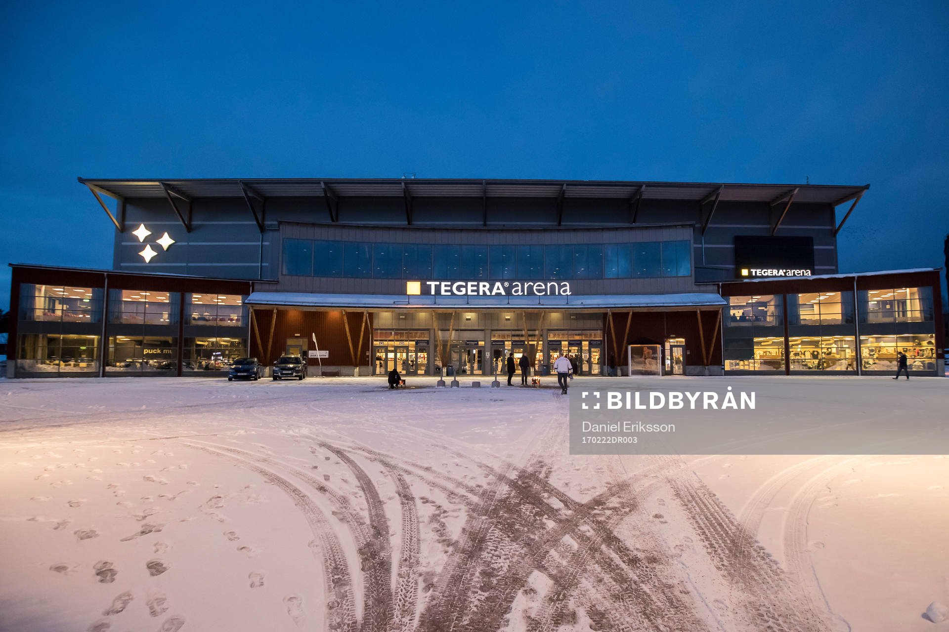 Tegera Arena exteriör innan ishockeymatchen i SHL mellan