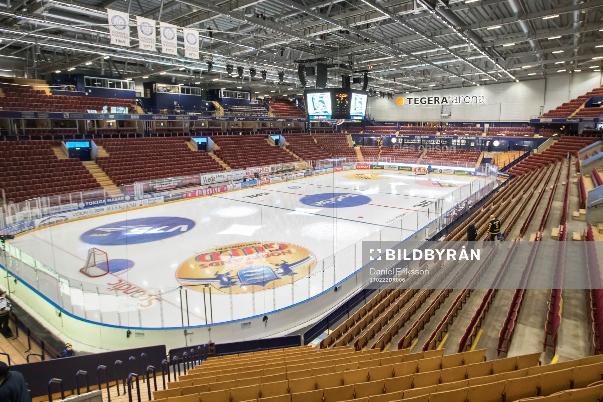 Tegera Arena interiör innan ishockeymatchen i SHL mellan